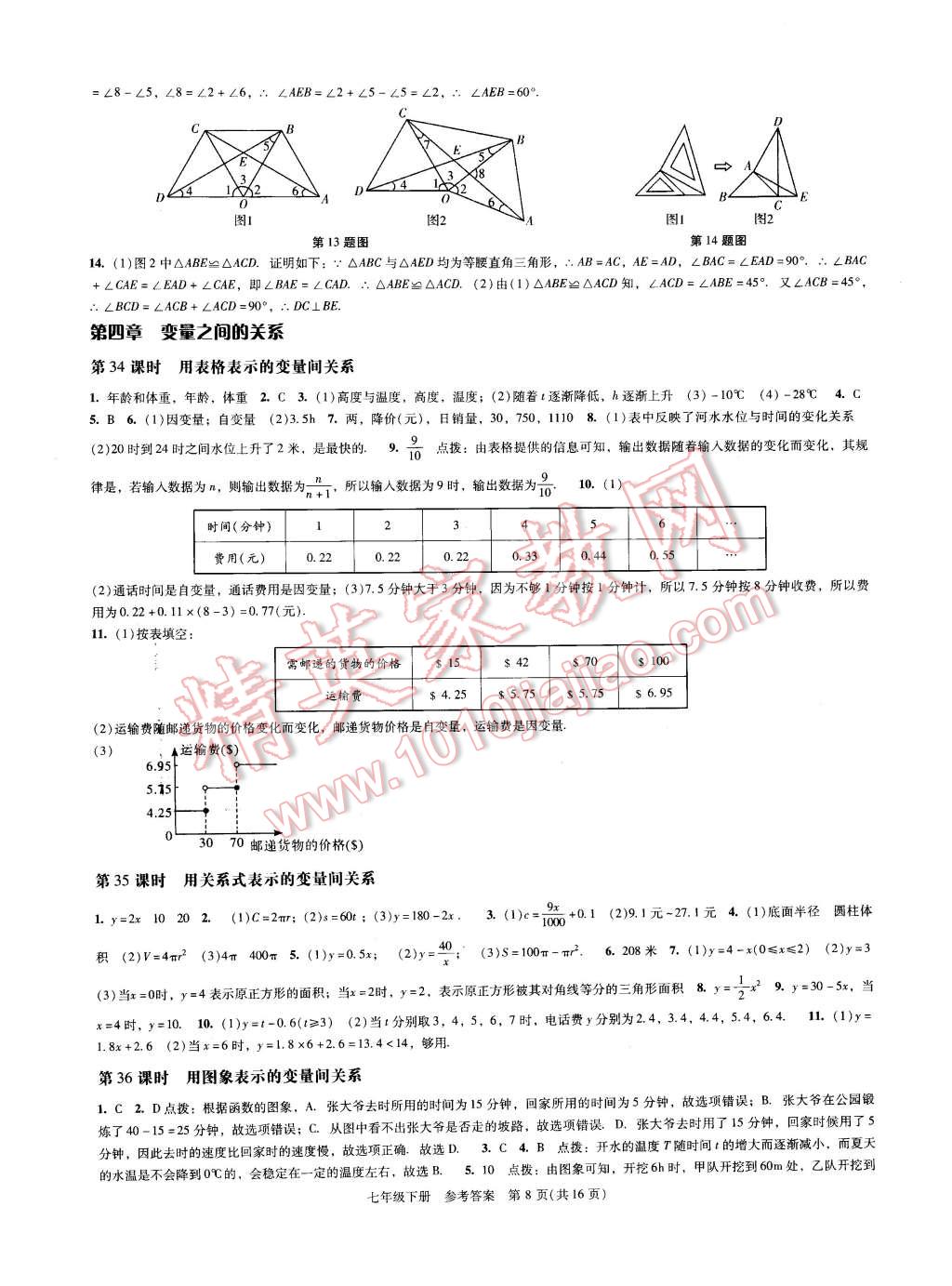 2016年深圳金卷初中數(shù)學課時作業(yè)AB本七年級下冊 第8頁