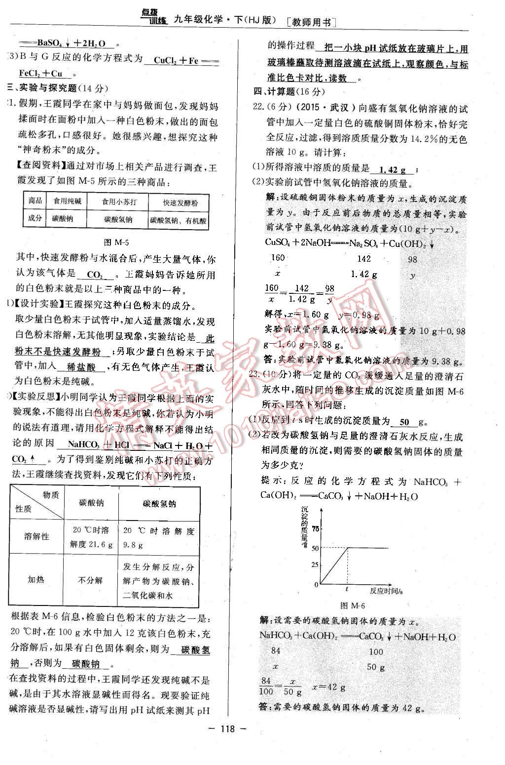 2016年點(diǎn)撥訓(xùn)練九年級化學(xué)下冊滬教版 第118頁