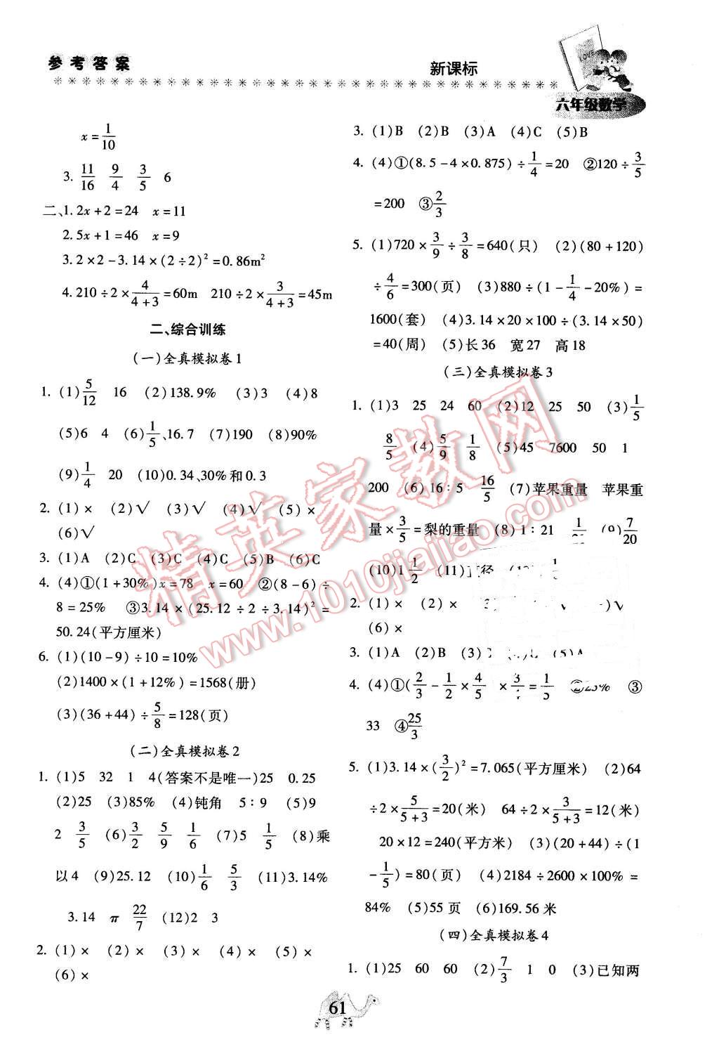 2016年云南本土教辅轻松寒假总复习六年级数学人教版 第3页