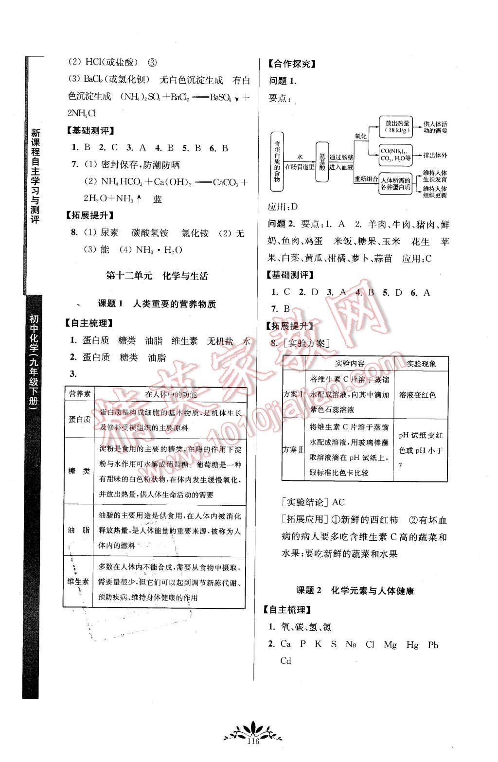 2016年新课程自主学习与测评初中化学九年级下册人教版 第8页