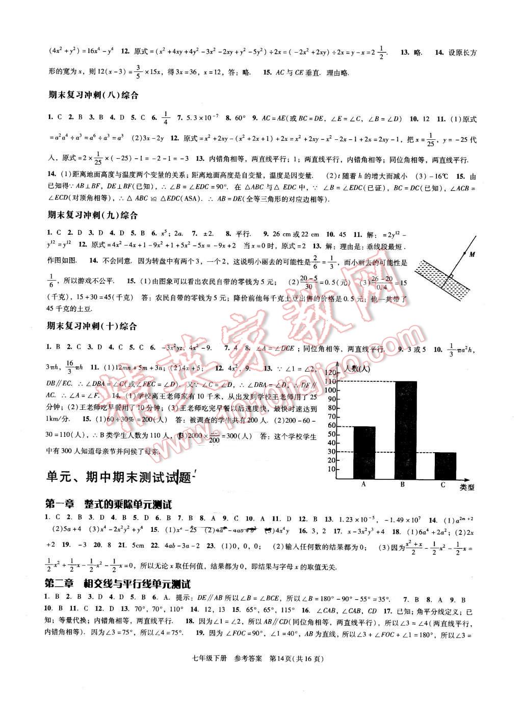 2016年深圳金卷初中數(shù)學課時作業(yè)AB本七年級下冊 第14頁