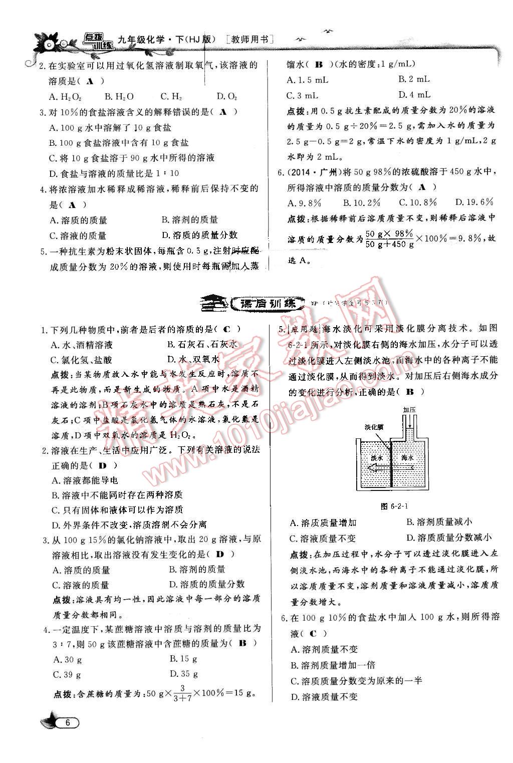 2016年點撥訓練九年級化學下冊滬教版 第6頁