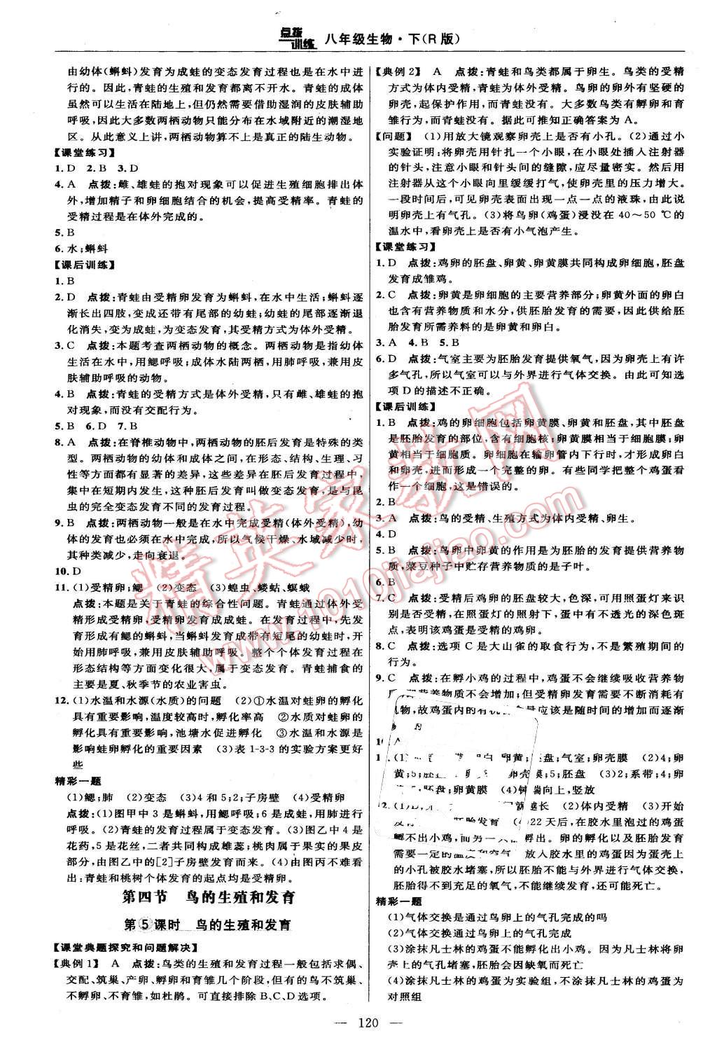 2016年點撥訓練八年級生物下冊人教版 第10頁