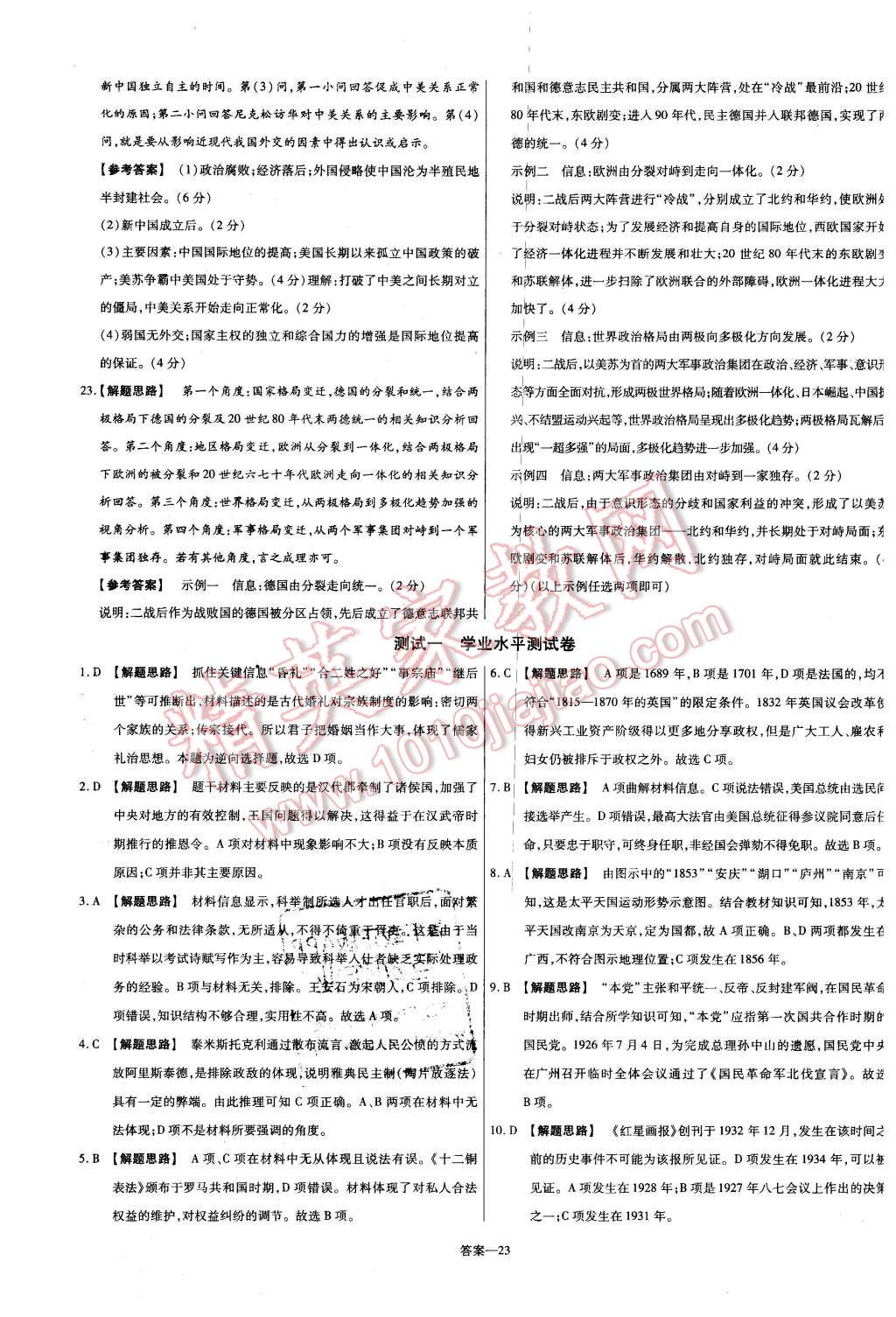 2015年金考卷活頁(yè)題選高中歷史必修1岳麓版 第23頁(yè)