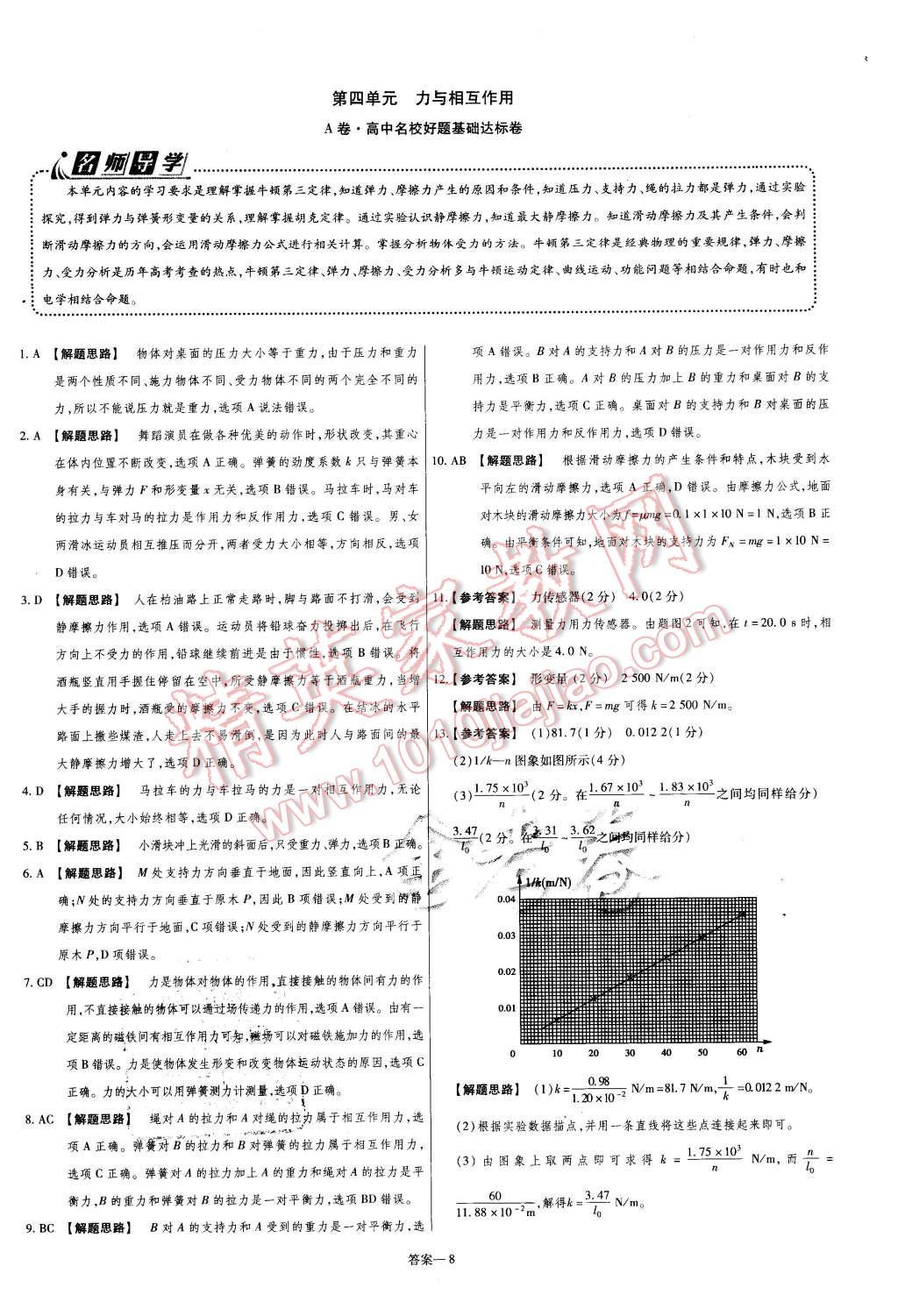 2015年金考卷活頁題選高中物理必修1滬科版 第8頁