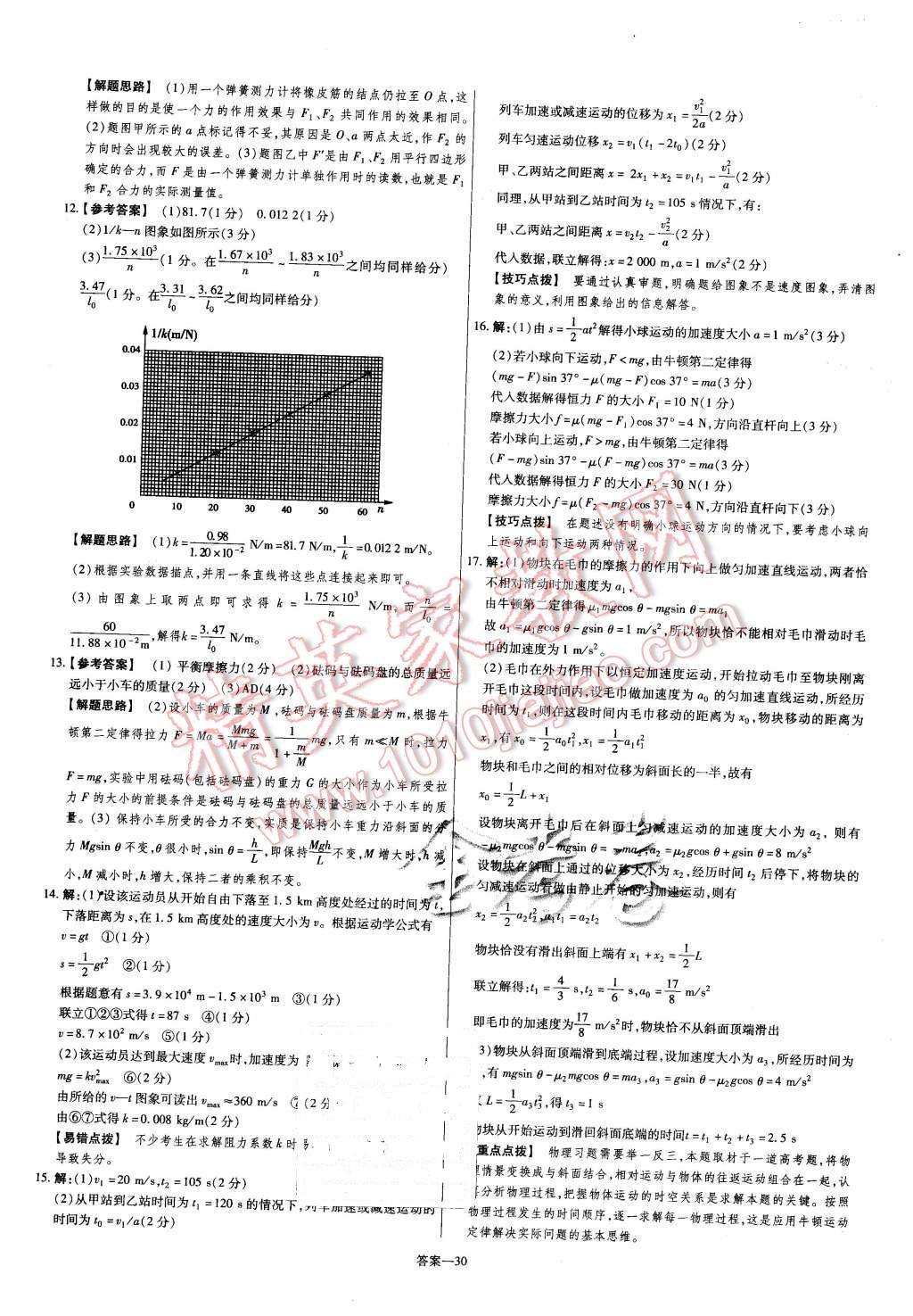 2015年金考卷活頁題選高中物理必修1魯科版 第30頁