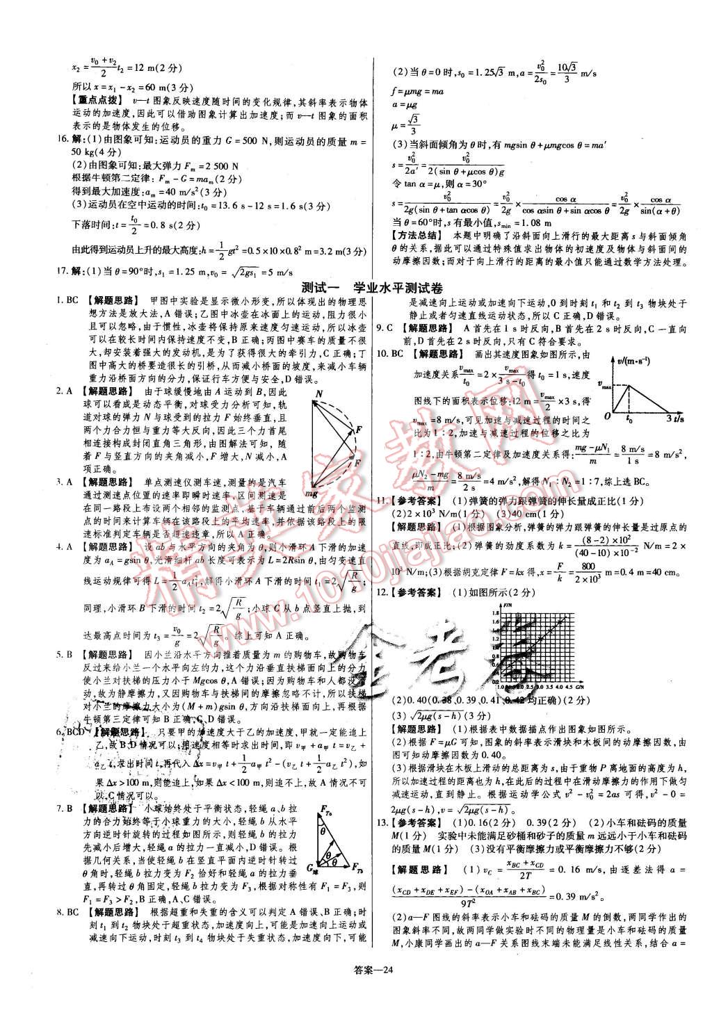 2015年金考卷活頁題選高中物理必修1教科版 第24頁