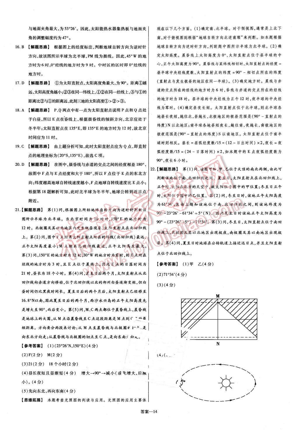 2015年金考卷活頁題選高中地理必修1魯教版 第14頁