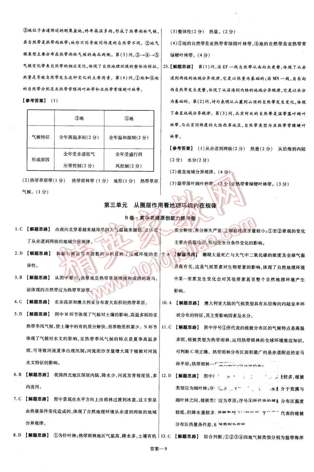 2015年金考卷活頁(yè)題選高中地理必修1魯教版 第9頁(yè)