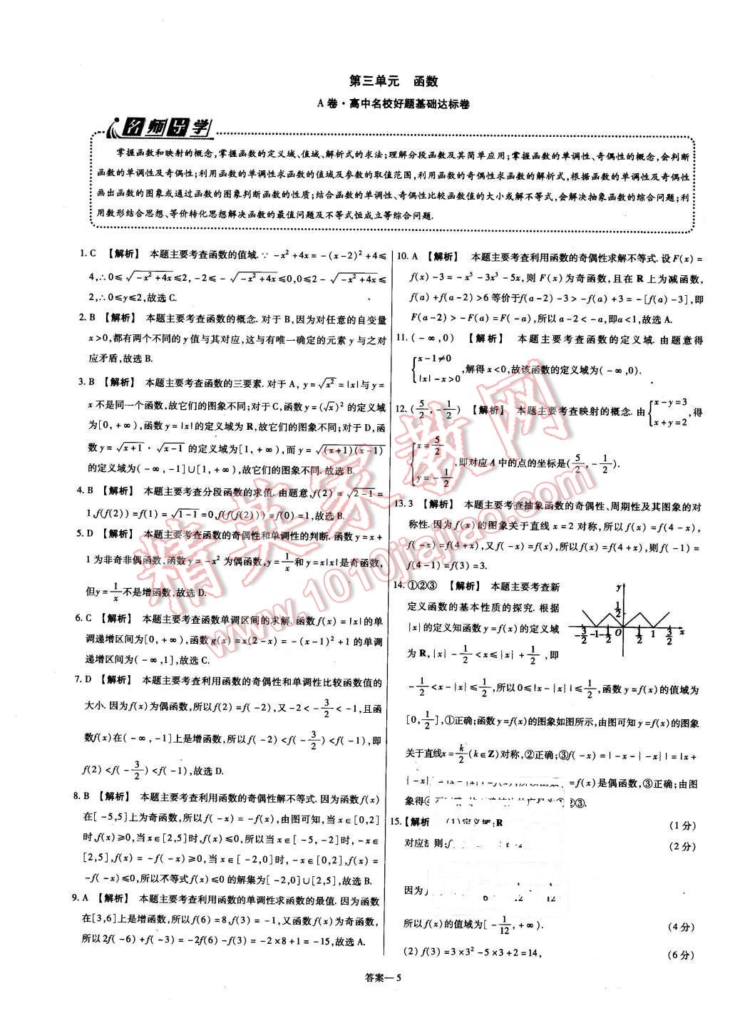 2015年金考卷活頁題選高中數(shù)學(xué)必修1人教B版 第5頁