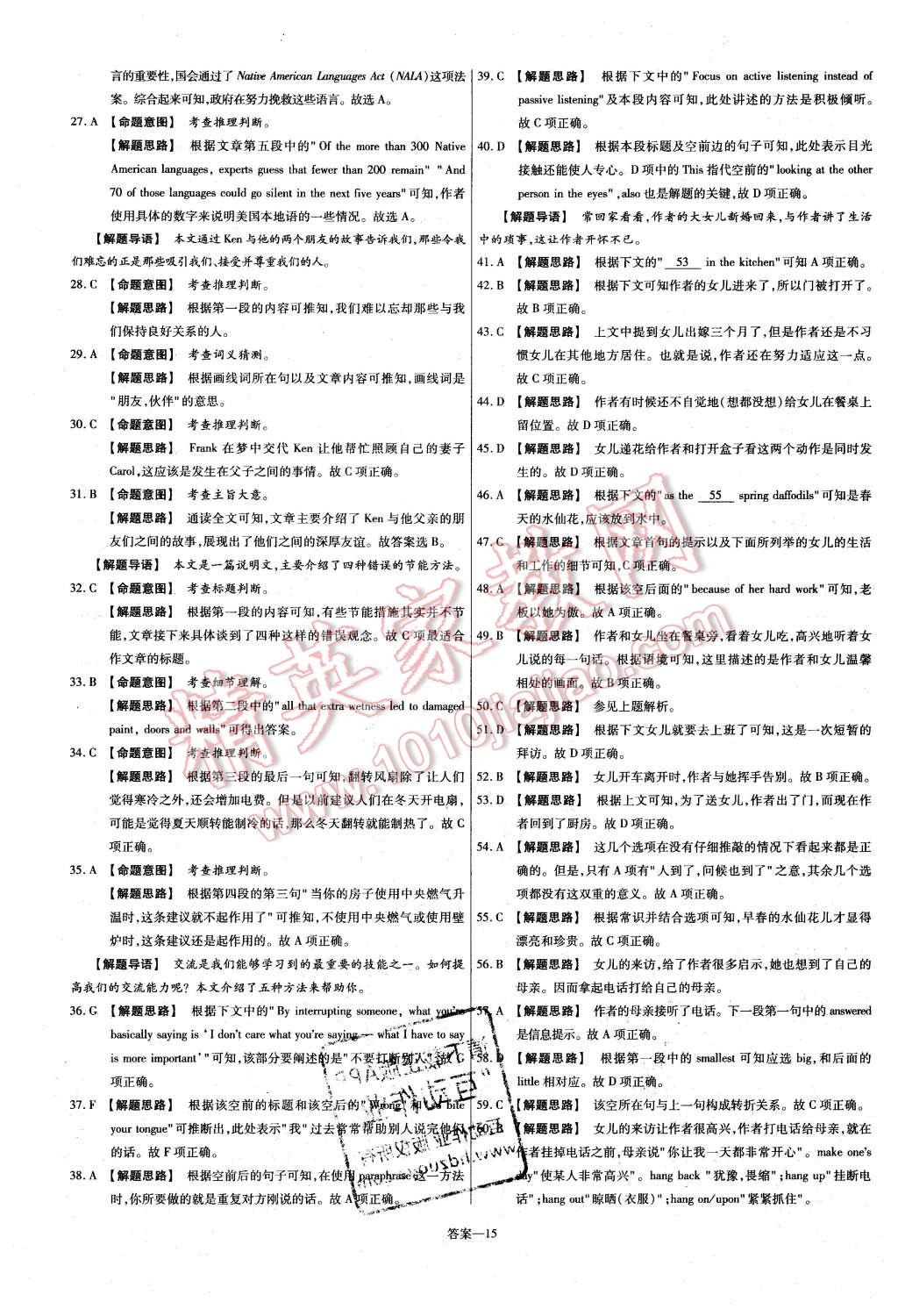 2015年金考卷活頁(yè)題選高中英語(yǔ)必修1外研版 第15頁(yè)