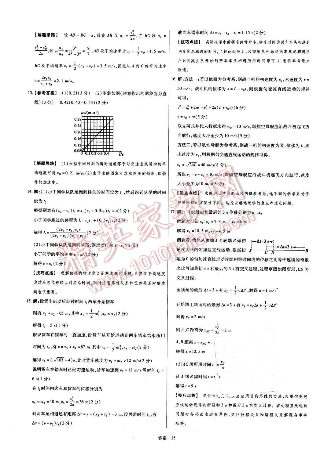 2015年金考卷活頁題選高中物理必修1滬科版 第25頁