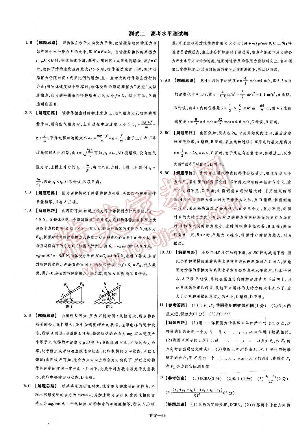 2015年金考卷活頁題選高中物理必修1滬科版 第33頁