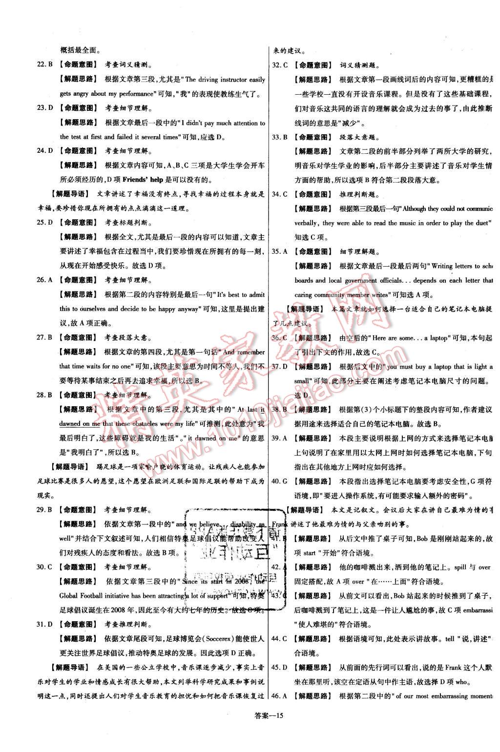 2015年金考卷活頁(yè)題選高中英語(yǔ)必修2外研版 第15頁(yè)