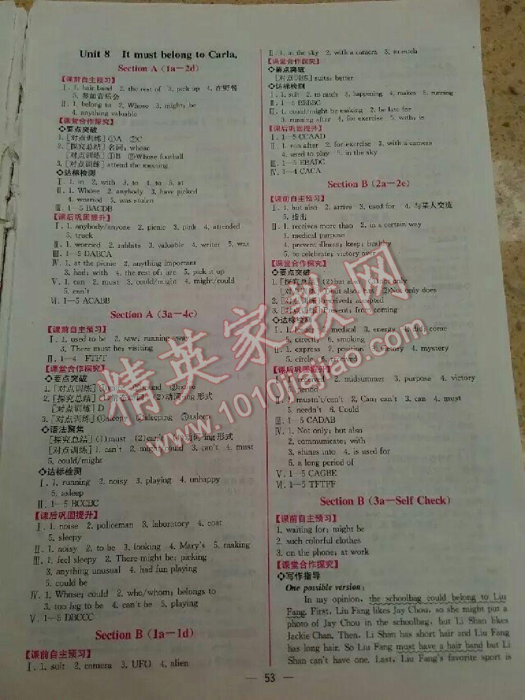 2015年同步导学案课时练九年级英语全一册人教版河南专版 第10页