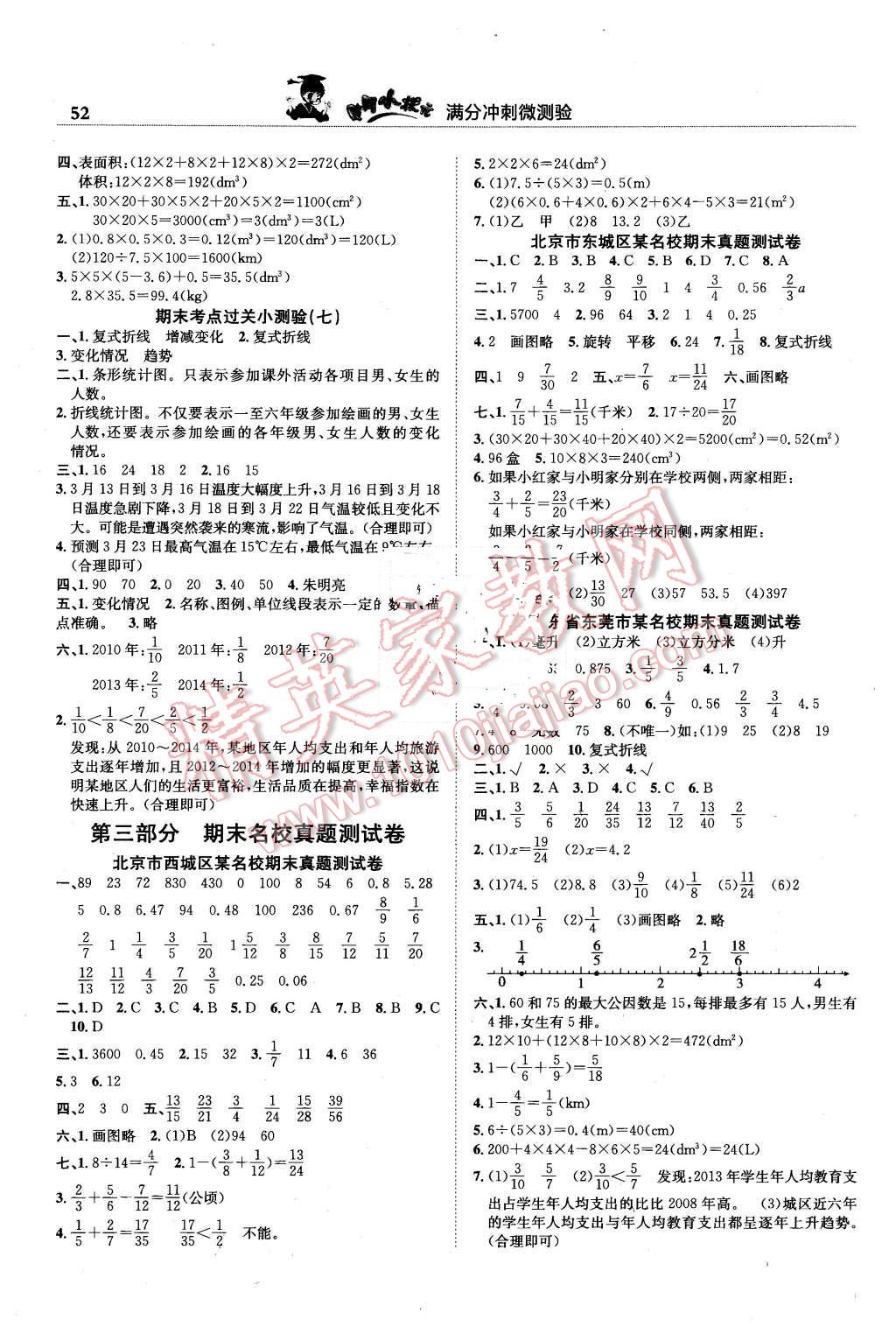 2016年黃岡小狀元滿分沖刺微測驗五年級數(shù)學(xué)下冊人教版 第4頁