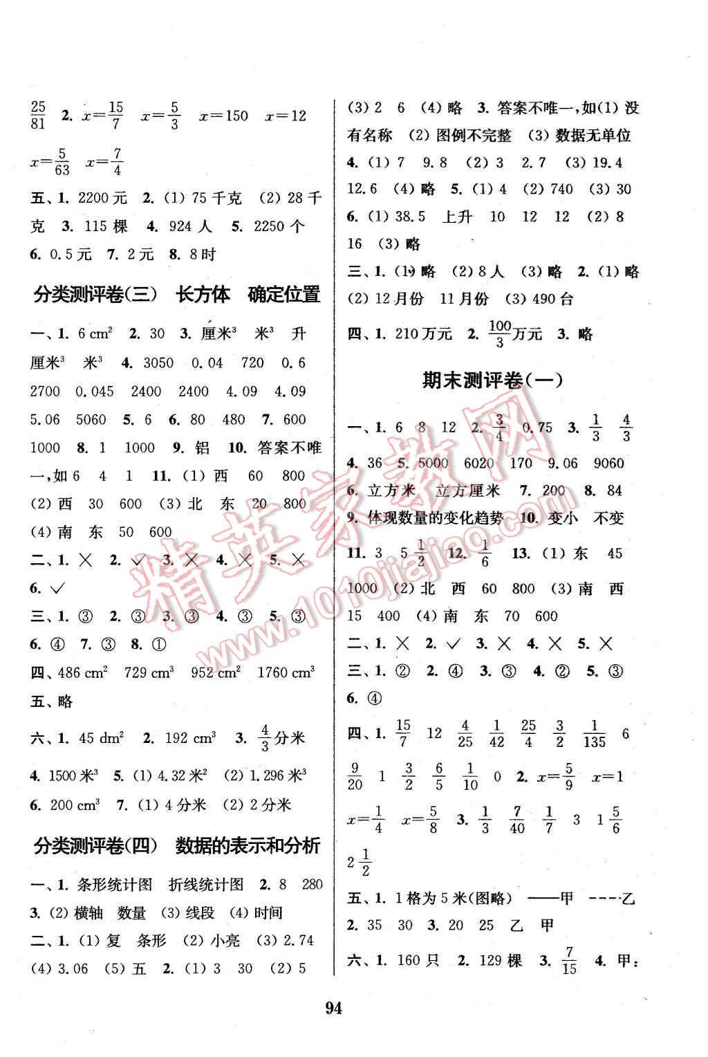 2016年通城学典小学全程测评卷五年级数学下册北师大版 第6页