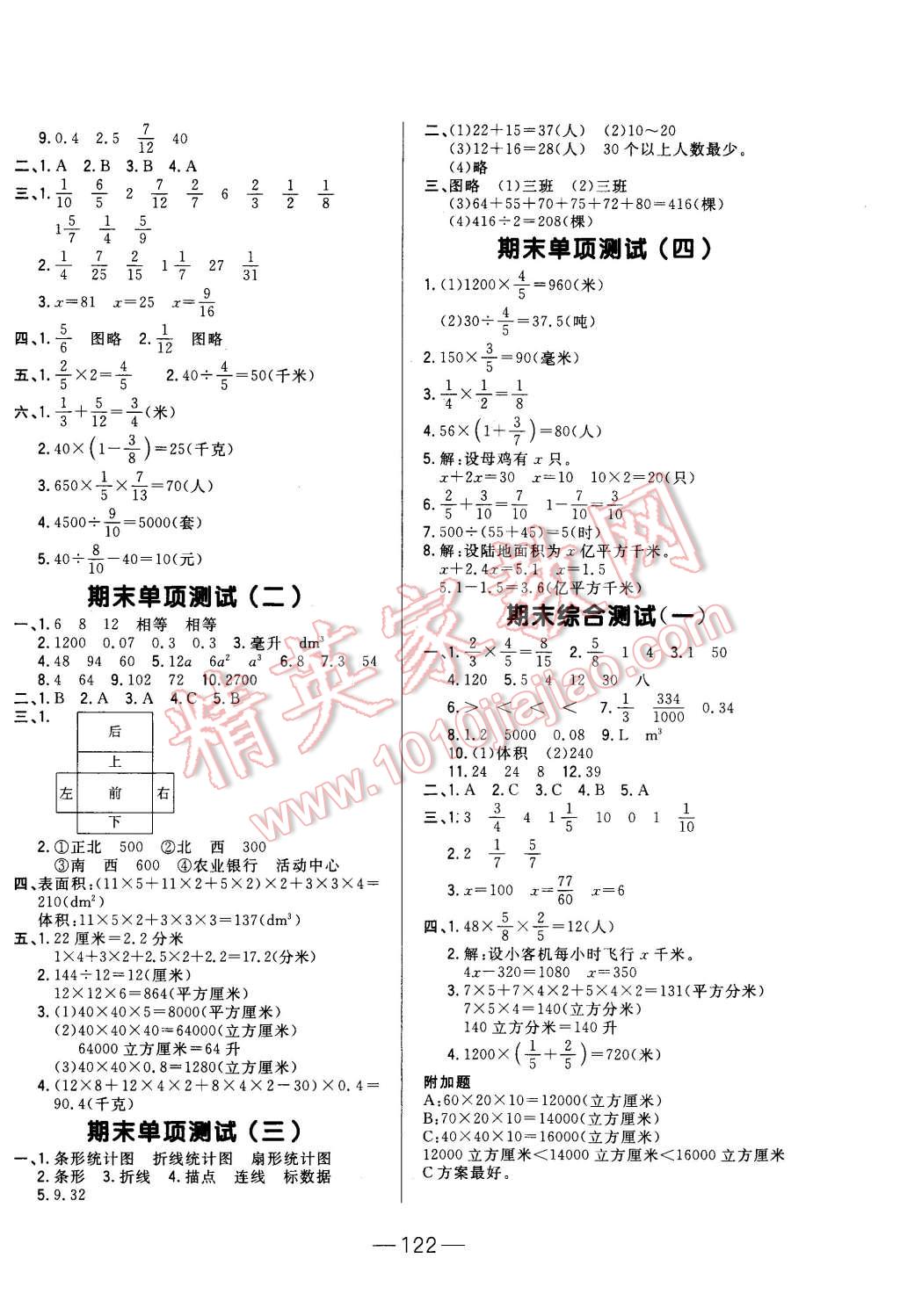 2016年悅?cè)缓脤W(xué)生周周測(cè)五年級(jí)數(shù)學(xué)下冊(cè)北師大版 第6頁(yè)