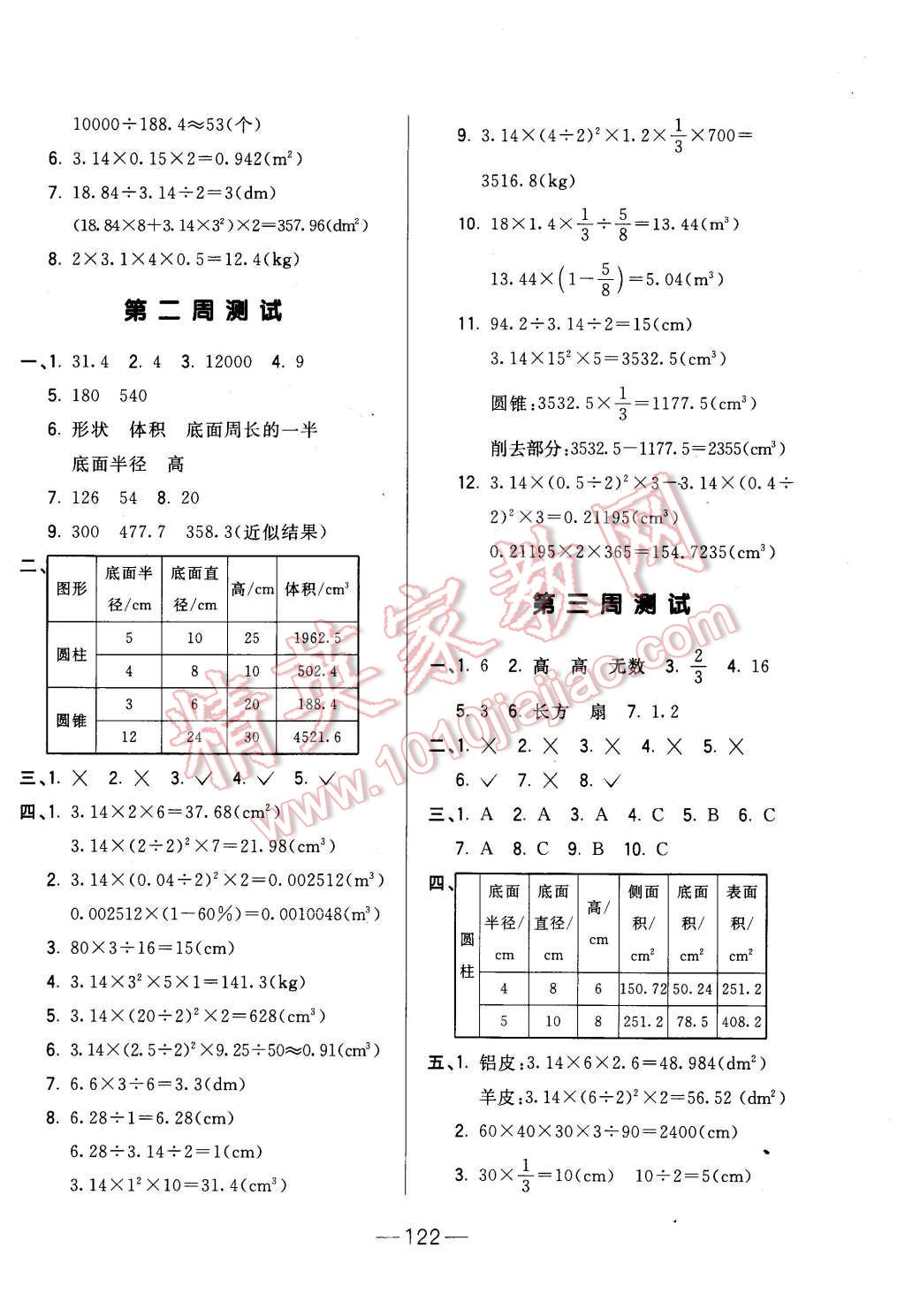 2016年悅?cè)缓脤W(xué)生周周測六年級數(shù)學(xué)下冊北師大版 第2頁