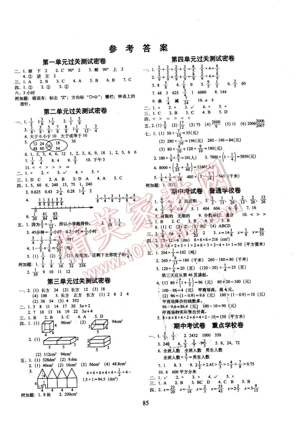 2016年期末冲刺100分五年级数学下册冀教版 第1页