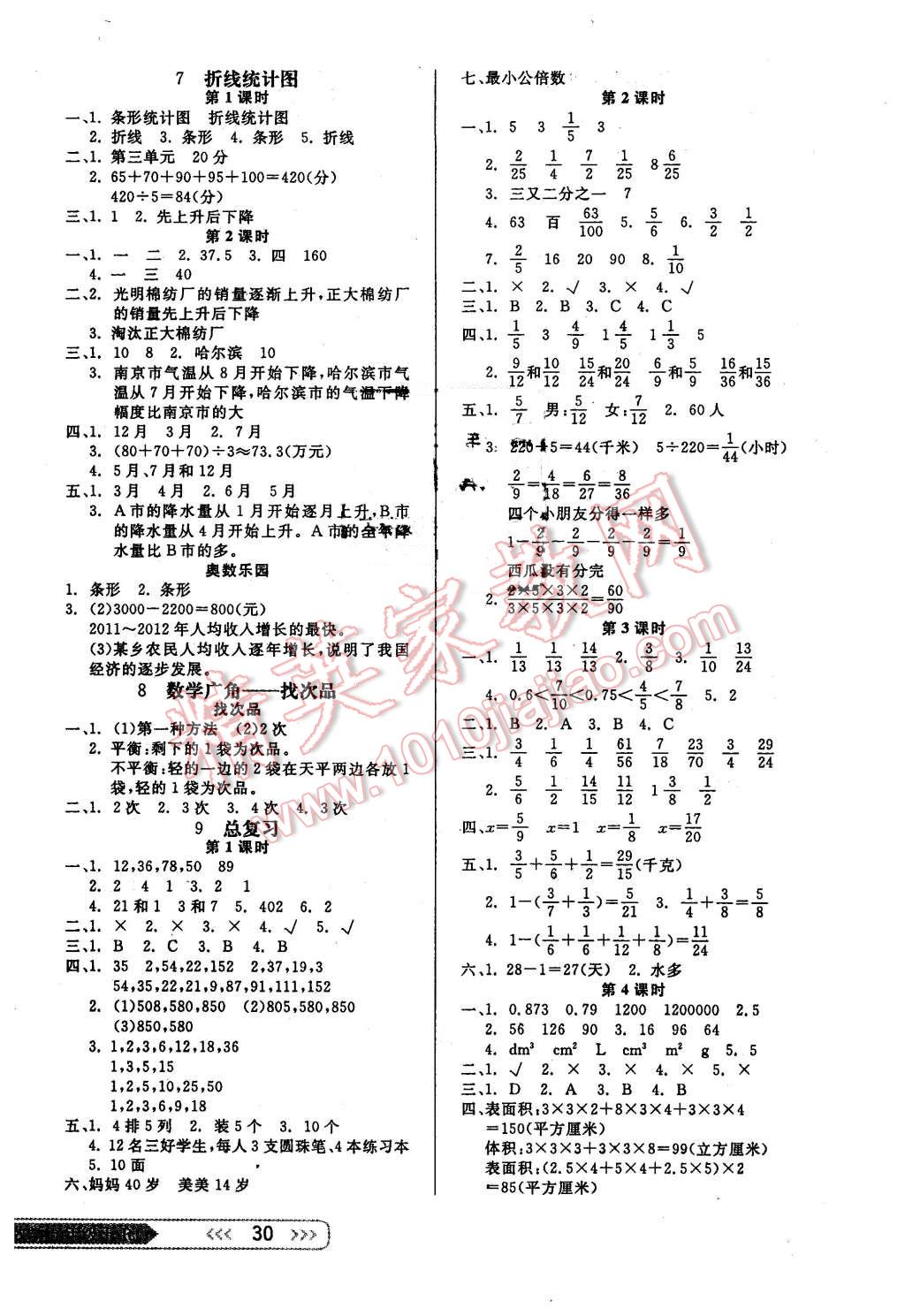 2016年小學(xué)生學(xué)習(xí)樂園隨堂練五年級數(shù)學(xué)下冊人教版 第6頁