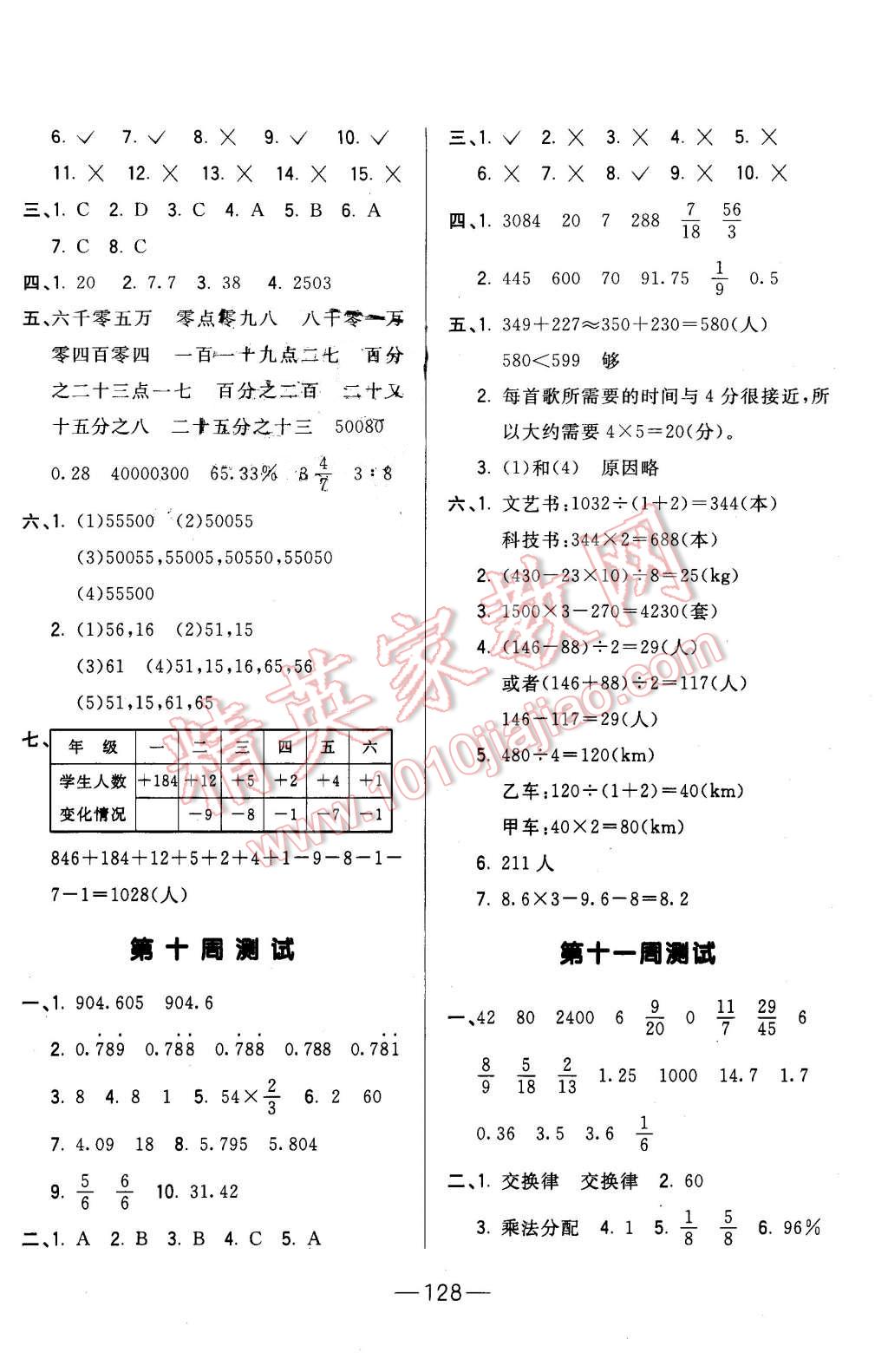 2016年悦然好学生周周测六年级数学下册北师大版 第8页