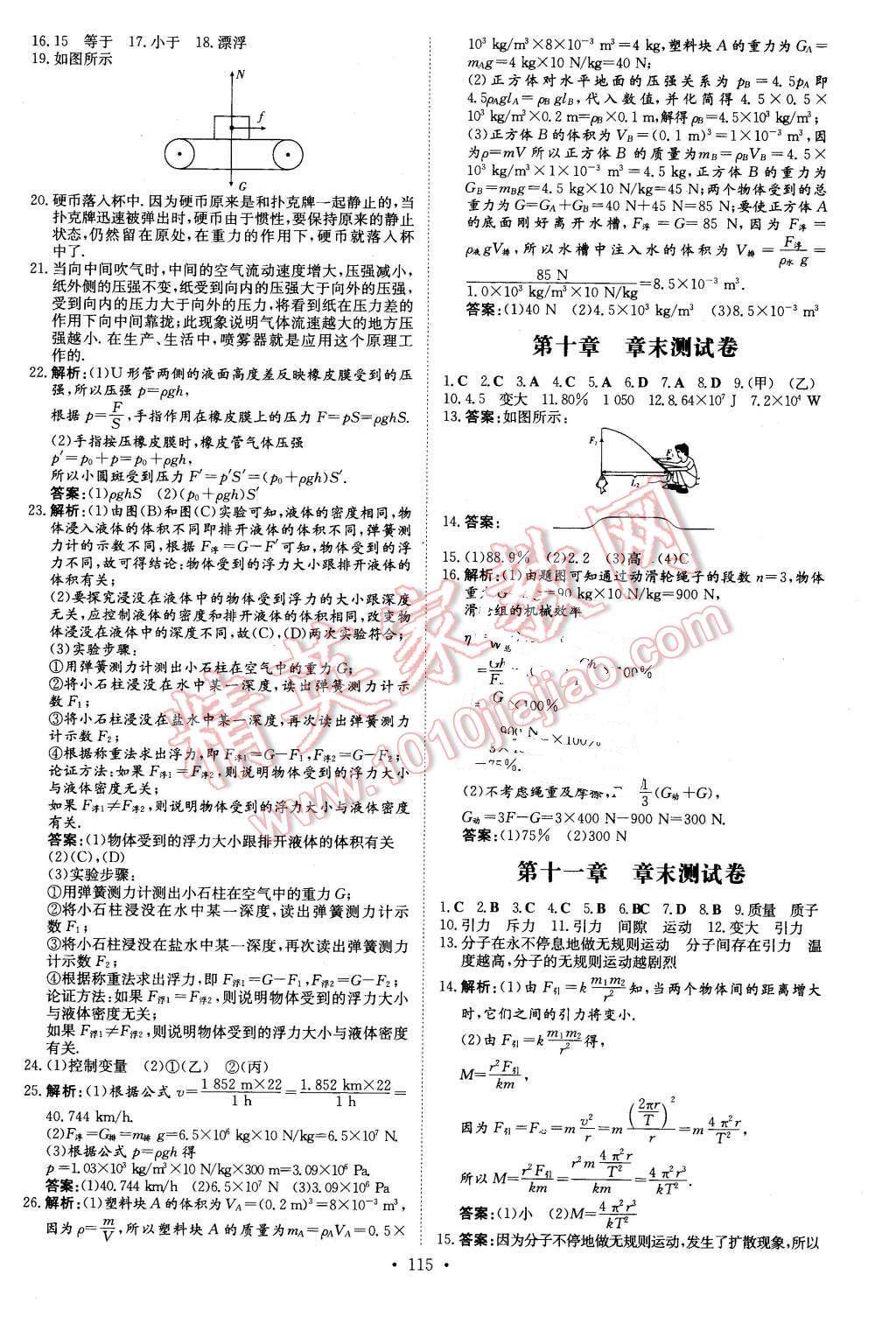 2016年A加練案課時(shí)作業(yè)本八年級(jí)物理下冊(cè)滬科版 第9頁(yè)