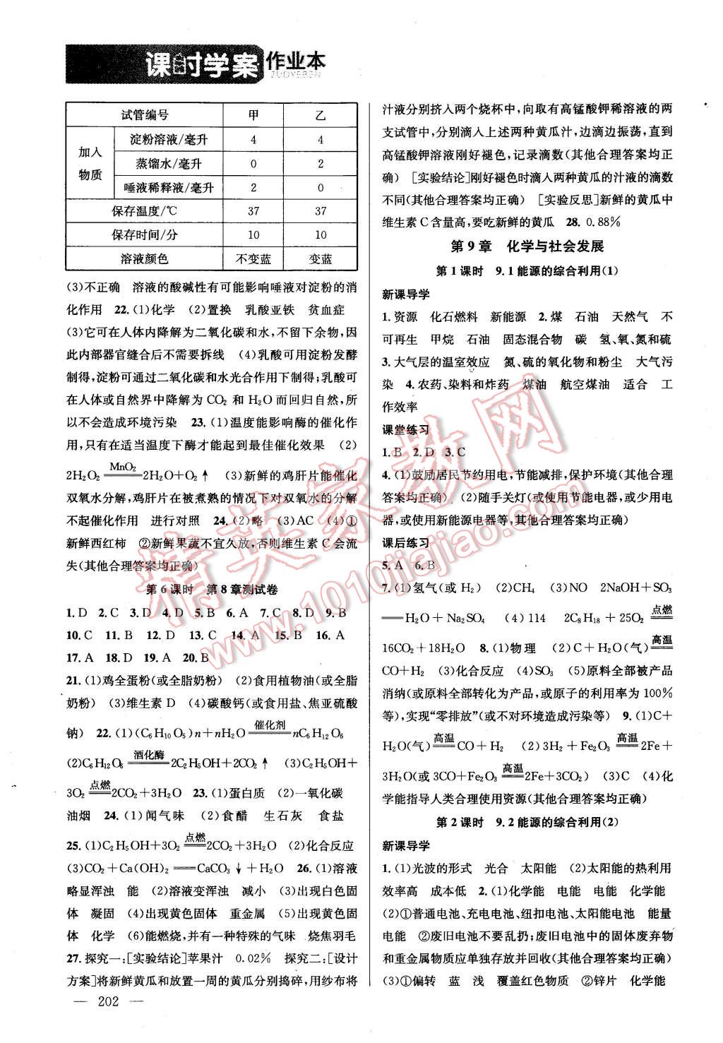 2016年金钥匙课时学案作业本九年级化学下册沪教版 第8页