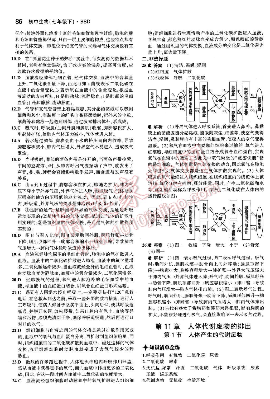 2016年5年中考3年模拟初中生物七年级下册北师大版 第9页