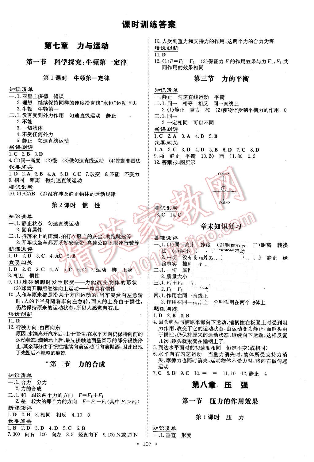 2016年A加練案課時(shí)作業(yè)本八年級(jí)物理下冊(cè)滬科版 第1頁(yè)