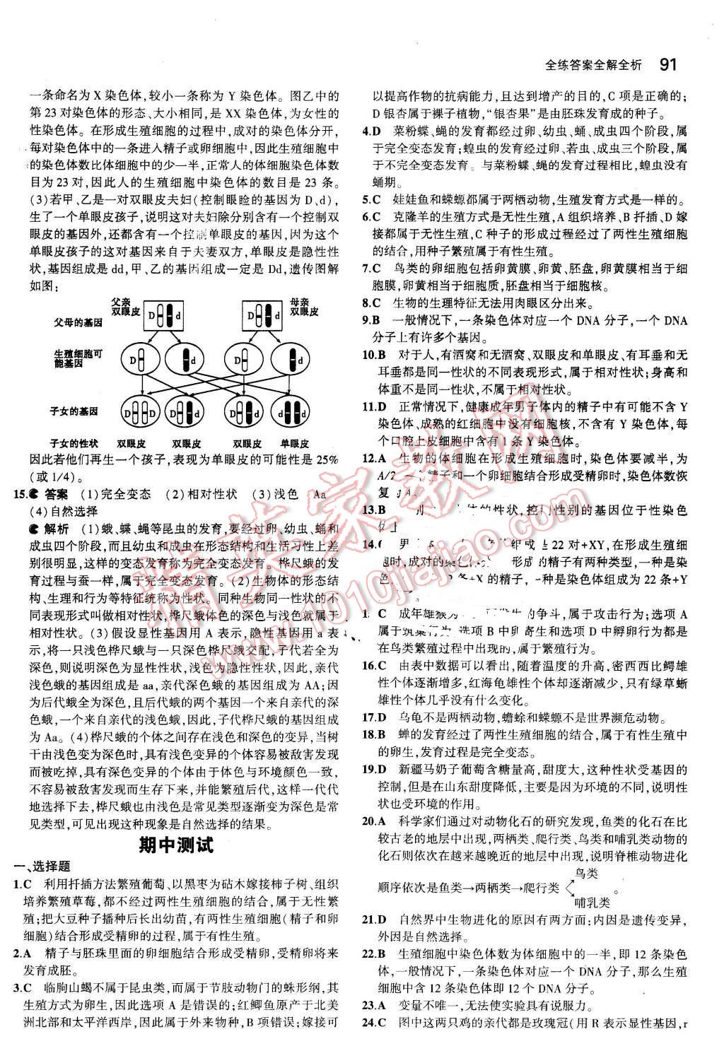 2016年5年中考3年模擬初中生物八年級下冊人教版 第15頁