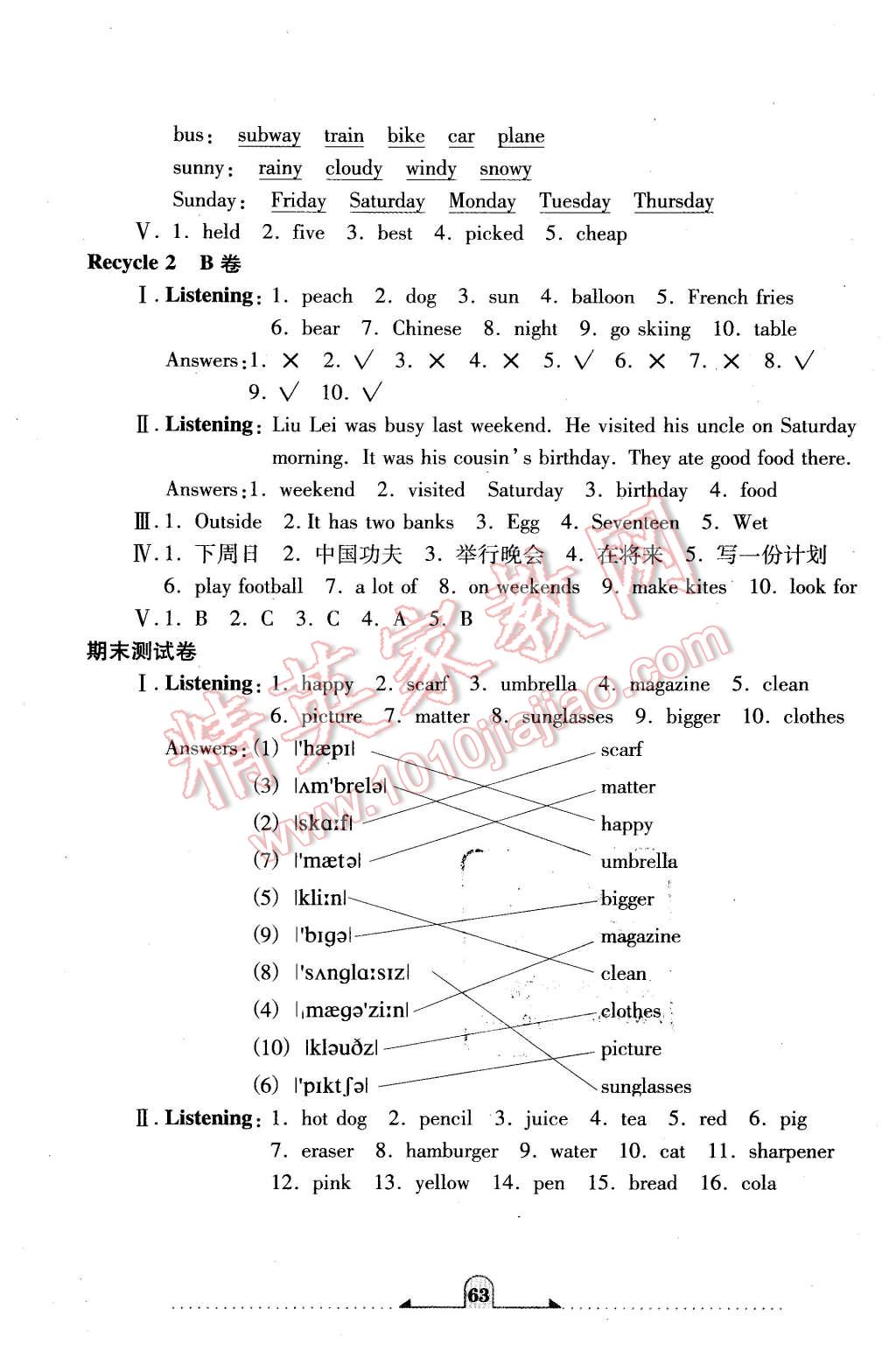 2016年开心试卷期末冲刺100分六年级英语下册新课标版 第11页