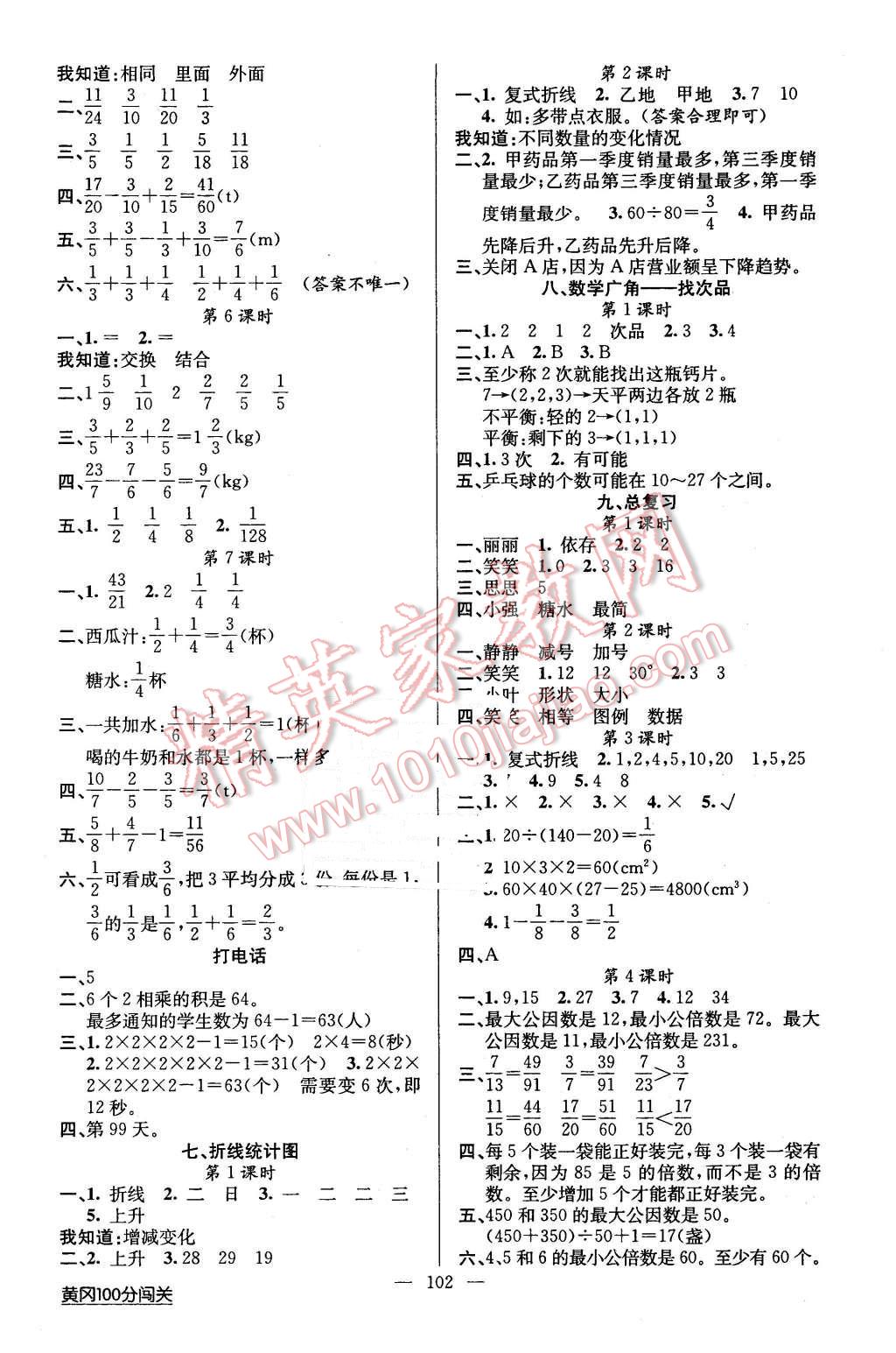 2016年黃岡100分闖關(guān)五年級(jí)數(shù)學(xué)下冊(cè)人教版 第6頁(yè)