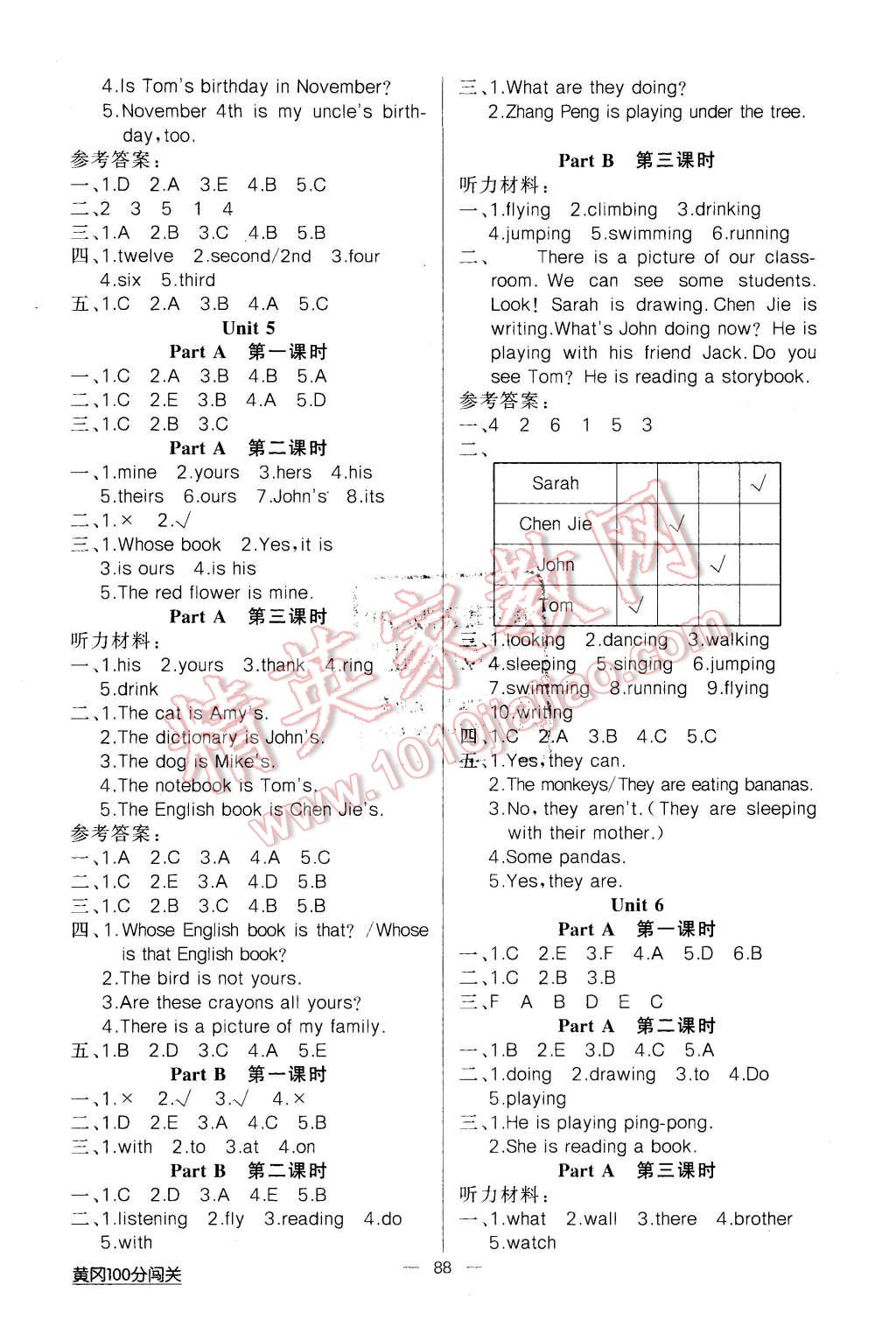 2016年黃岡100分闖關(guān)五年級(jí)英語(yǔ)下冊(cè)人教版 第4頁(yè)