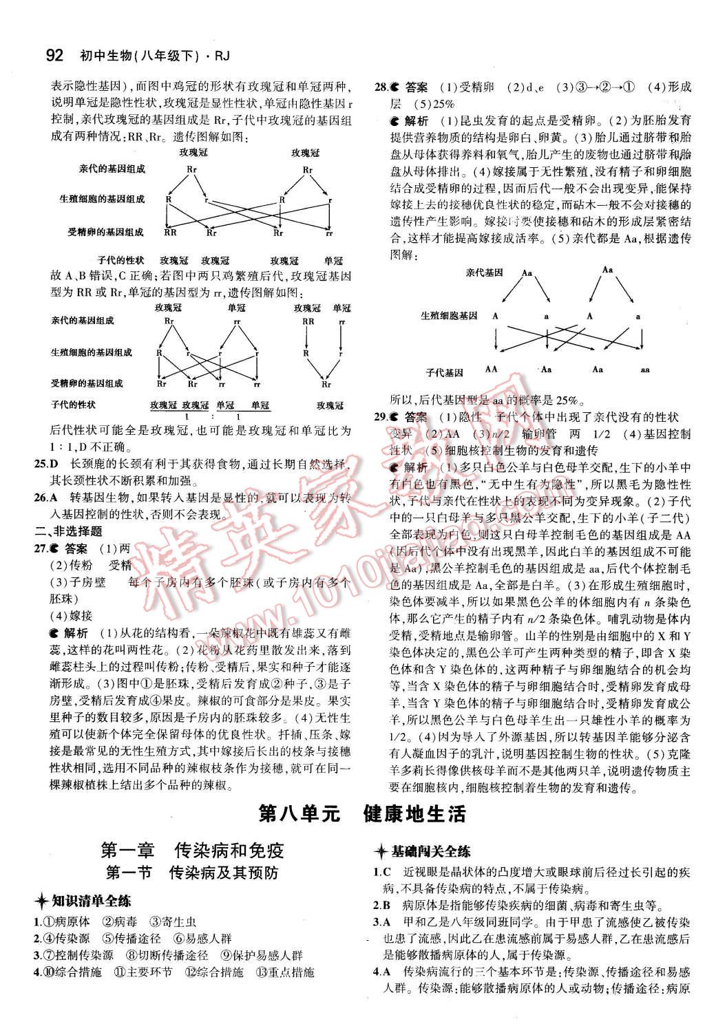 2016年5年中考3年模擬初中生物八年級下冊人教版 第16頁