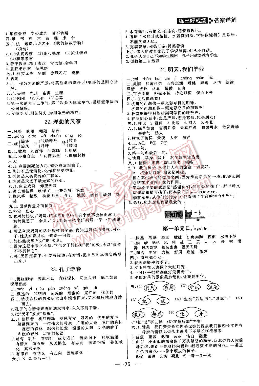 2016年練出好成績(jī)六年級(jí)語(yǔ)文下冊(cè)蘇教版 第5頁(yè)