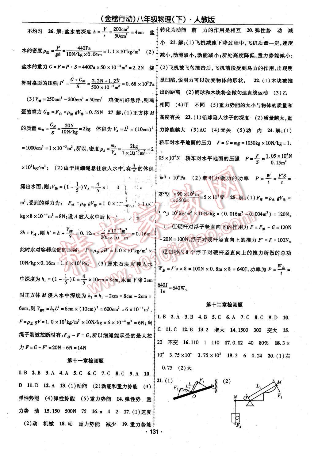 2016年金榜行動(dòng)課時(shí)導(dǎo)學(xué)案八年級(jí)物理下冊(cè)人教版 第15頁(yè)