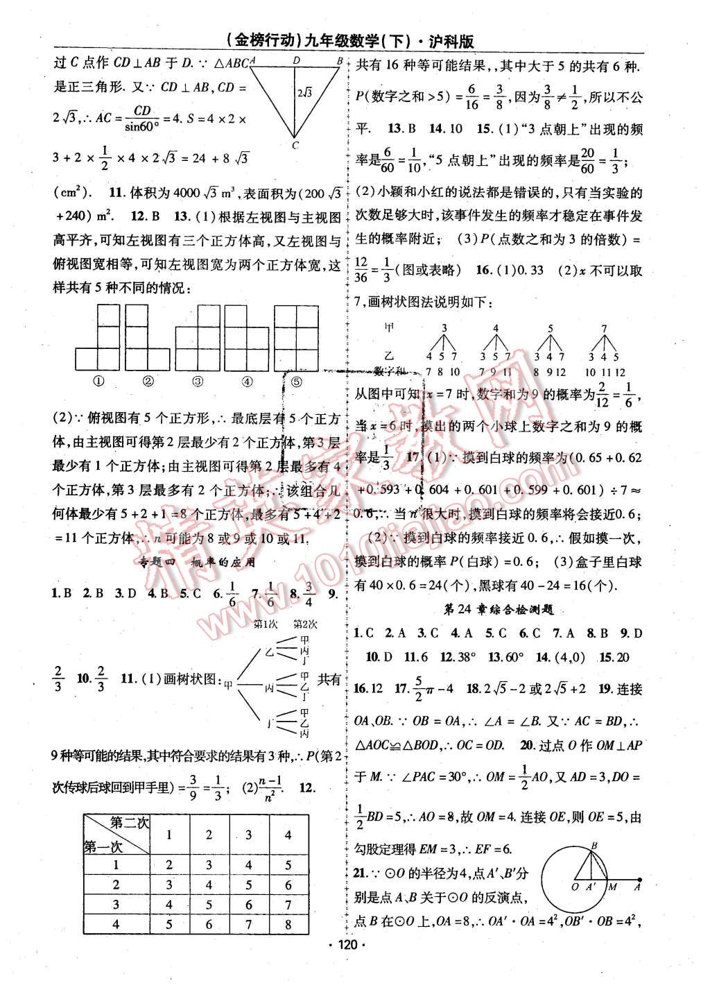 2016年金榜行動課時導(dǎo)學(xué)案九年級數(shù)學(xué)下冊滬科版 第16頁