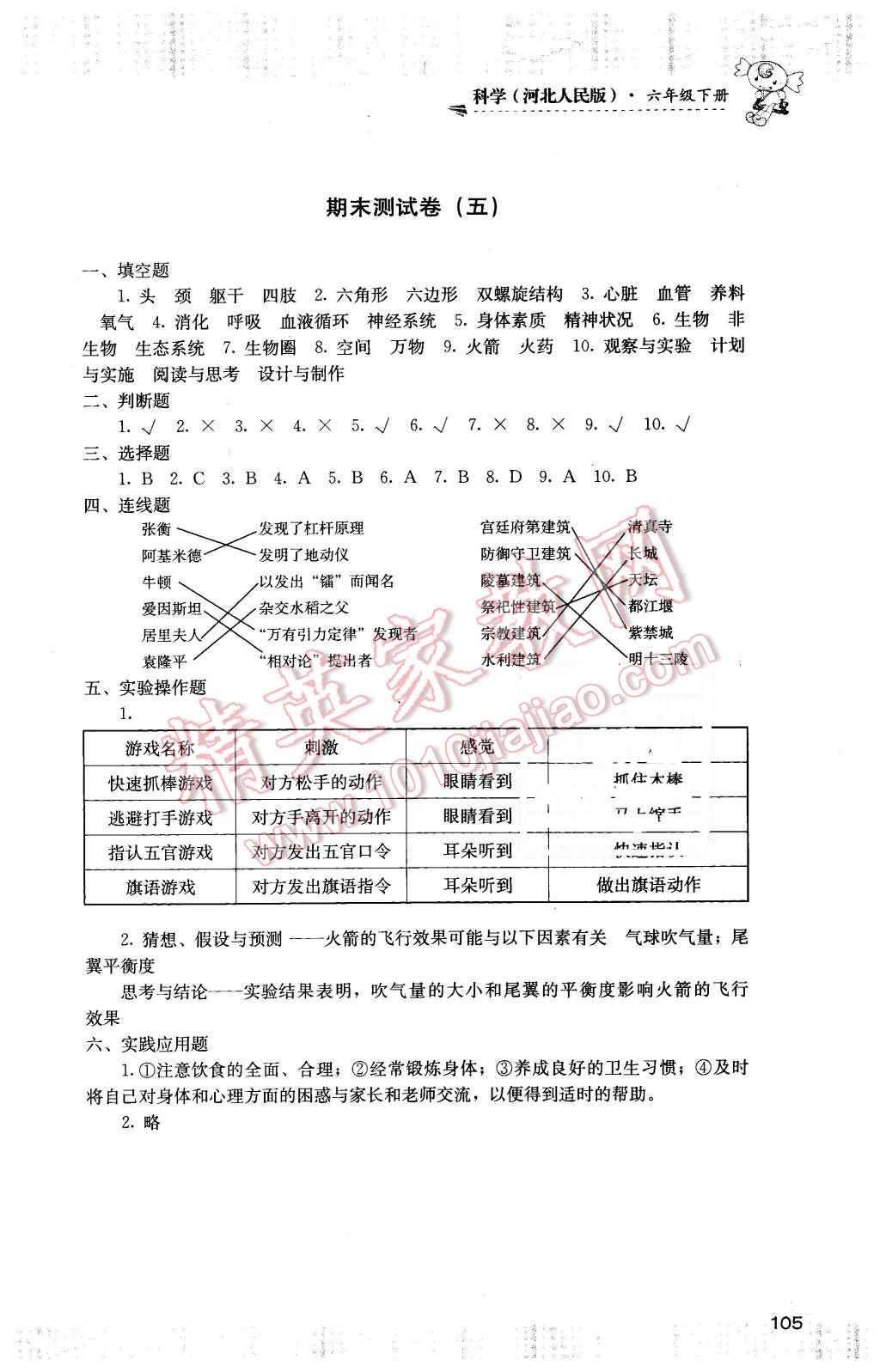 2016年課程基礎(chǔ)訓(xùn)練六年級科學(xué)下冊冀人版 第5頁