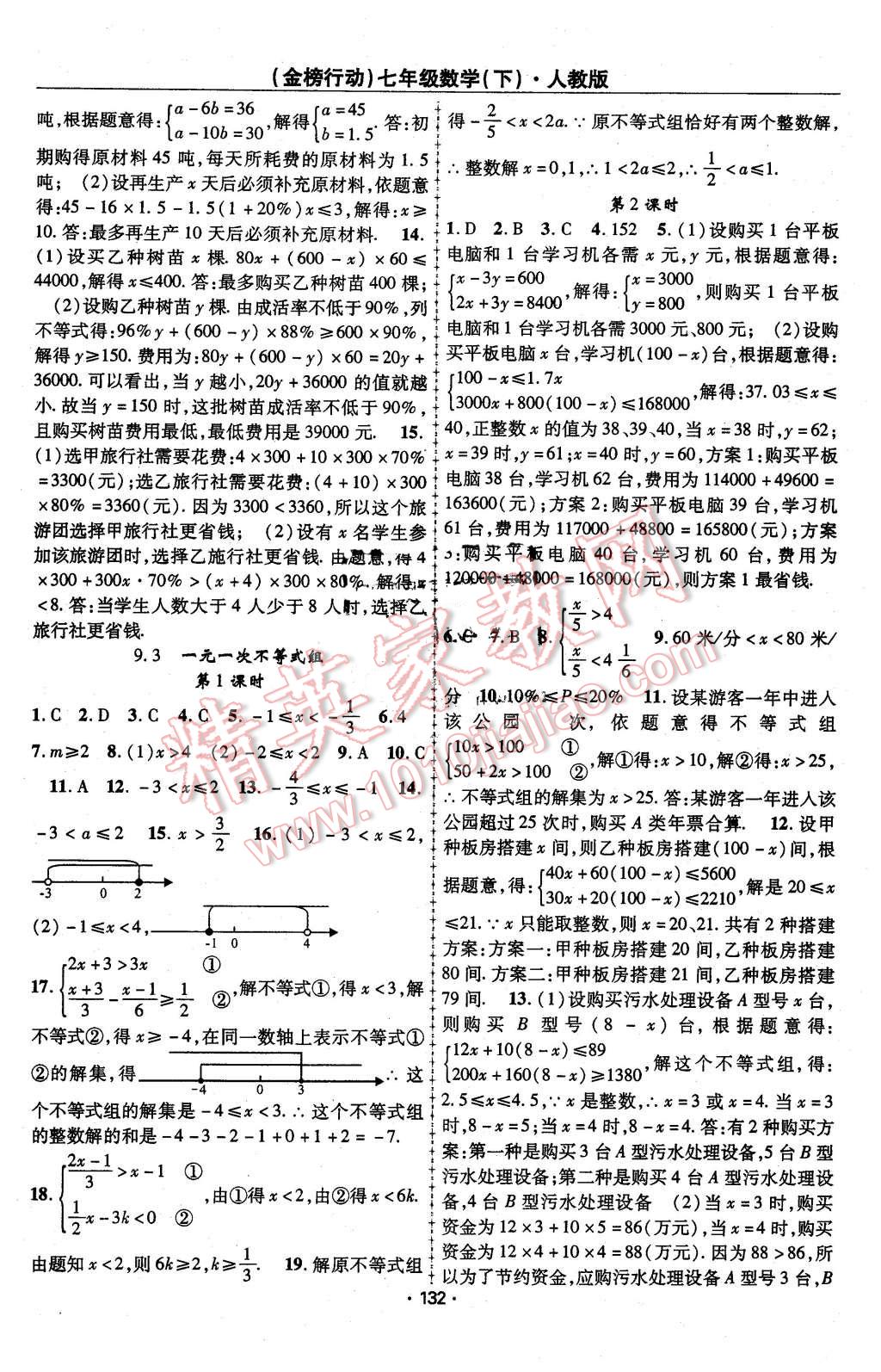 2016年金榜行动课时导学案七年级数学下册人教版 第8页