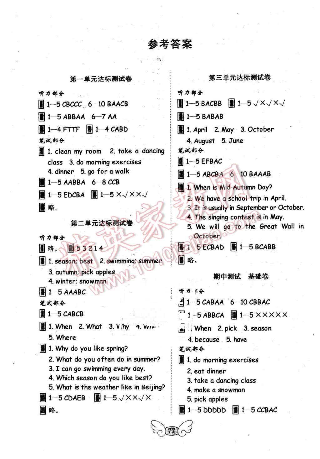 2016年金鑰匙小學(xué)英語試卷五年級下冊人教PEP版金版 第9頁