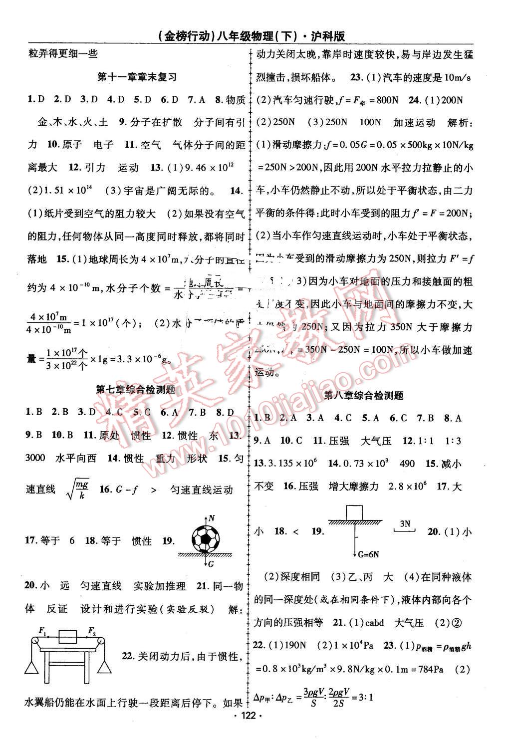 2016年金榜行動(dòng)課時(shí)導(dǎo)學(xué)案八年級(jí)物理下冊(cè)滬科版 第10頁