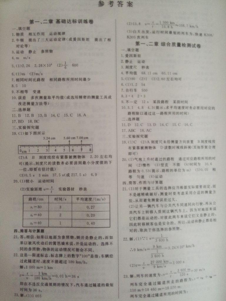 2014年精彩考評單元測評卷八年級物理上冊人教版 第9頁