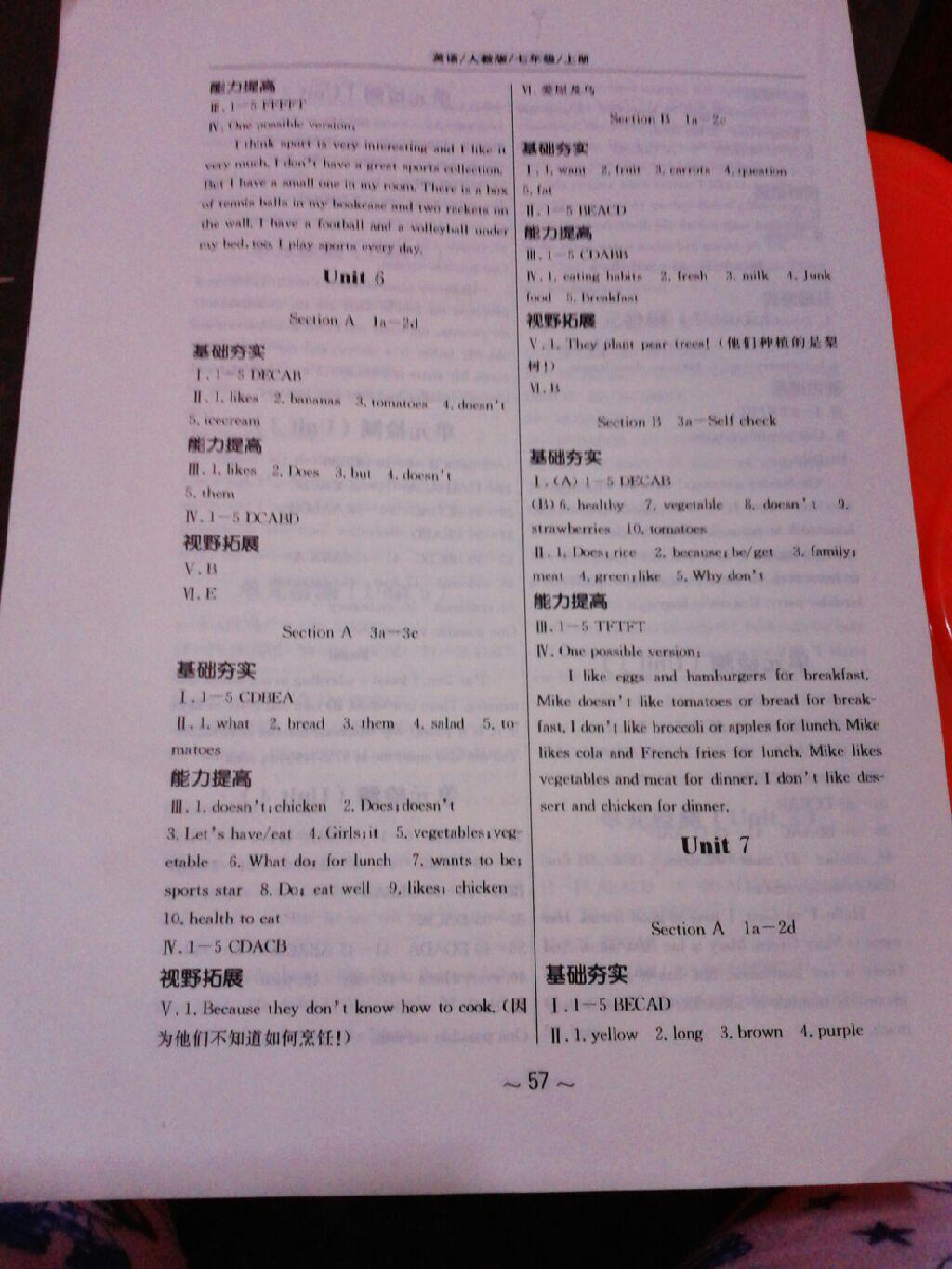 2015年新編基礎(chǔ)訓(xùn)練七年級英語上冊人教版 第21頁