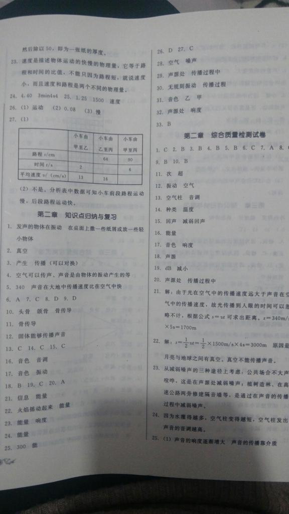 2015年单元加期末复习与测试八年级物理上册人教版 第50页