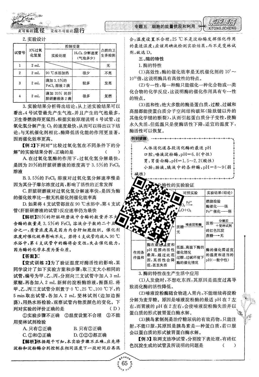 2015年系統(tǒng)集成高中新課程同步導(dǎo)學(xué)練測(cè)生物必修1分子與細(xì)胞 主題三 細(xì)胞的新陳代謝第58頁(yè)