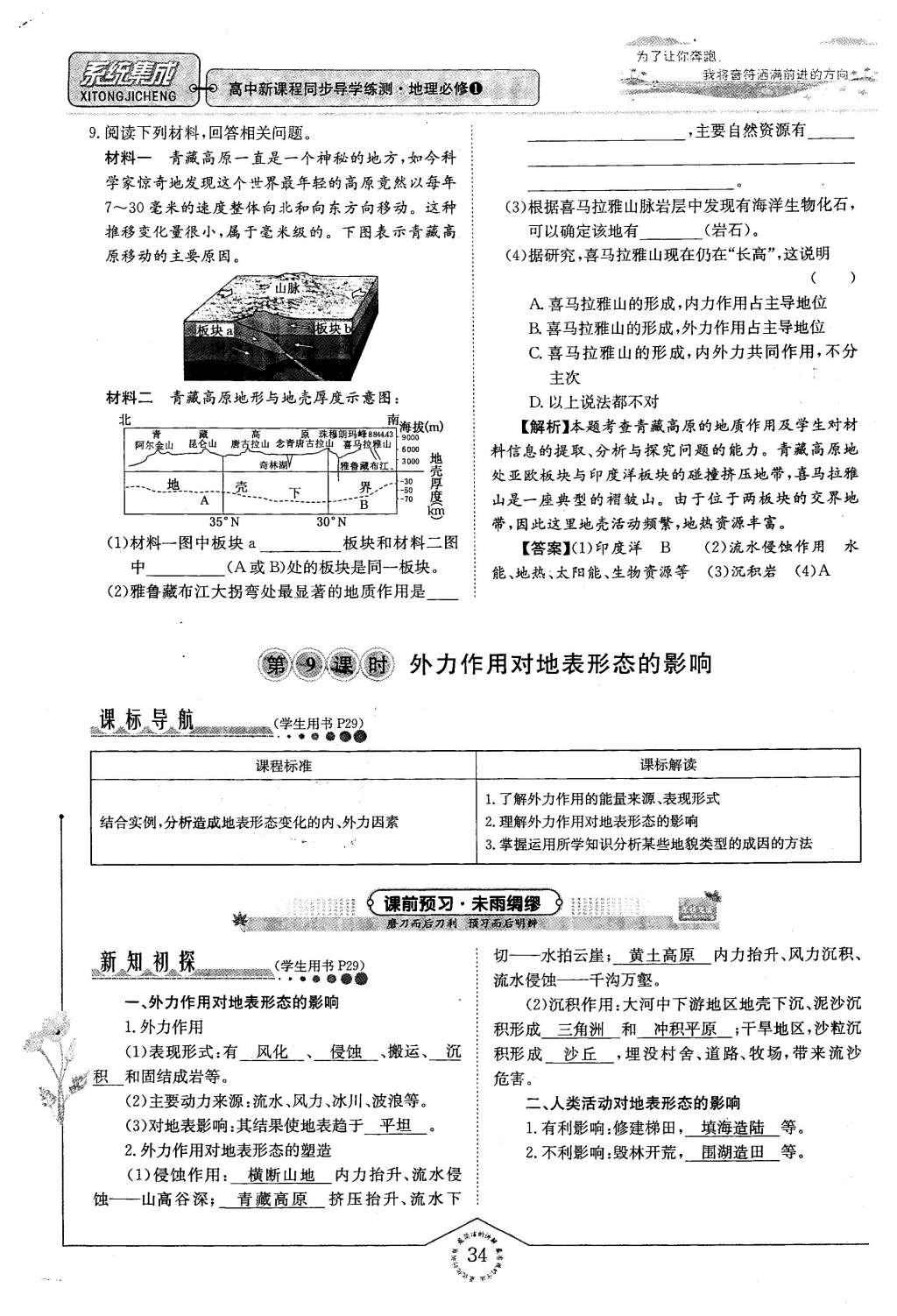 2015年系統(tǒng)集成高中新課程同步導(dǎo)學(xué)練測(cè)地理必修1 專題二 自然地理環(huán)節(jié)中的物質(zhì)運(yùn)動(dòng)和能量交換第34頁(yè)