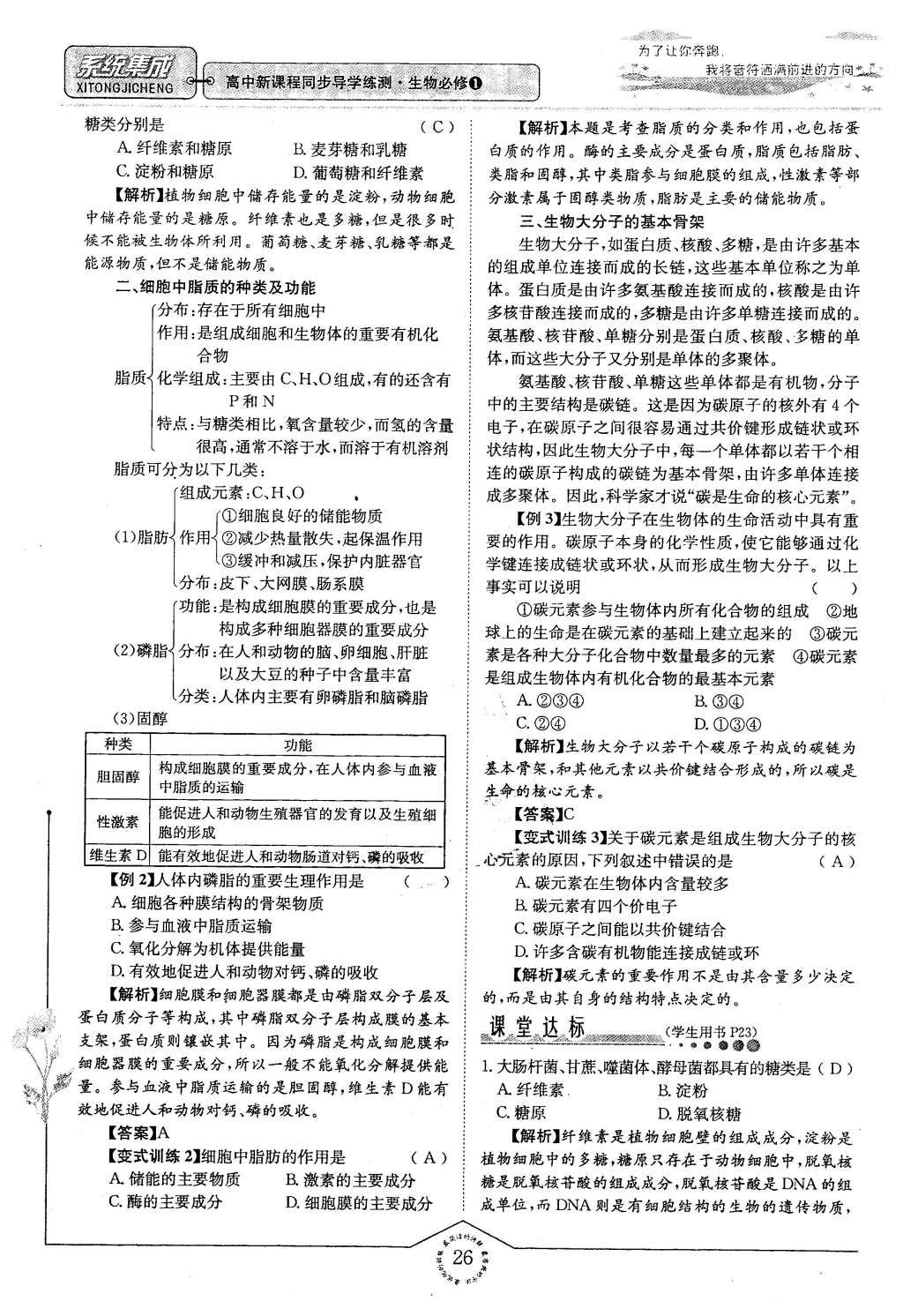 2015年系統(tǒng)集成高中新課程同步導(dǎo)學(xué)練測(cè)生物必修1分子與細(xì)胞 主題二 細(xì)胞的分子組成也結(jié)構(gòu)第98頁(yè)