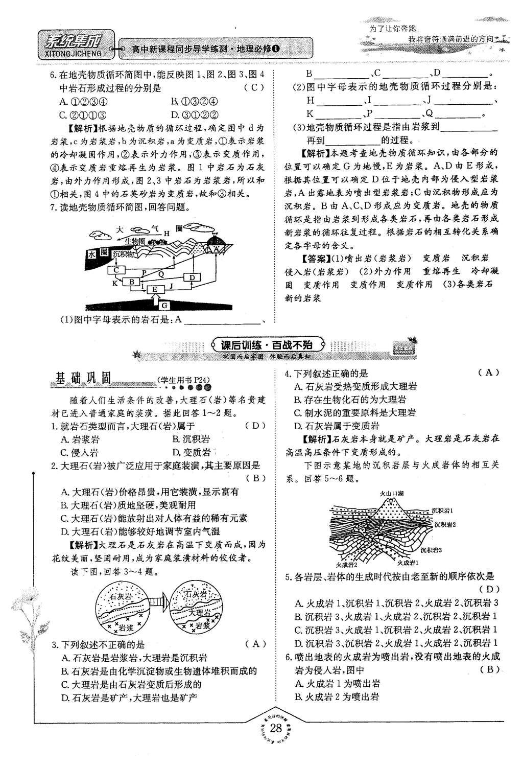 2015年系統(tǒng)集成高中新課程同步導(dǎo)學(xué)練測(cè)地理必修1 專(zhuān)題二 自然地理環(huán)節(jié)中的物質(zhì)運(yùn)動(dòng)和能量交換第28頁(yè)