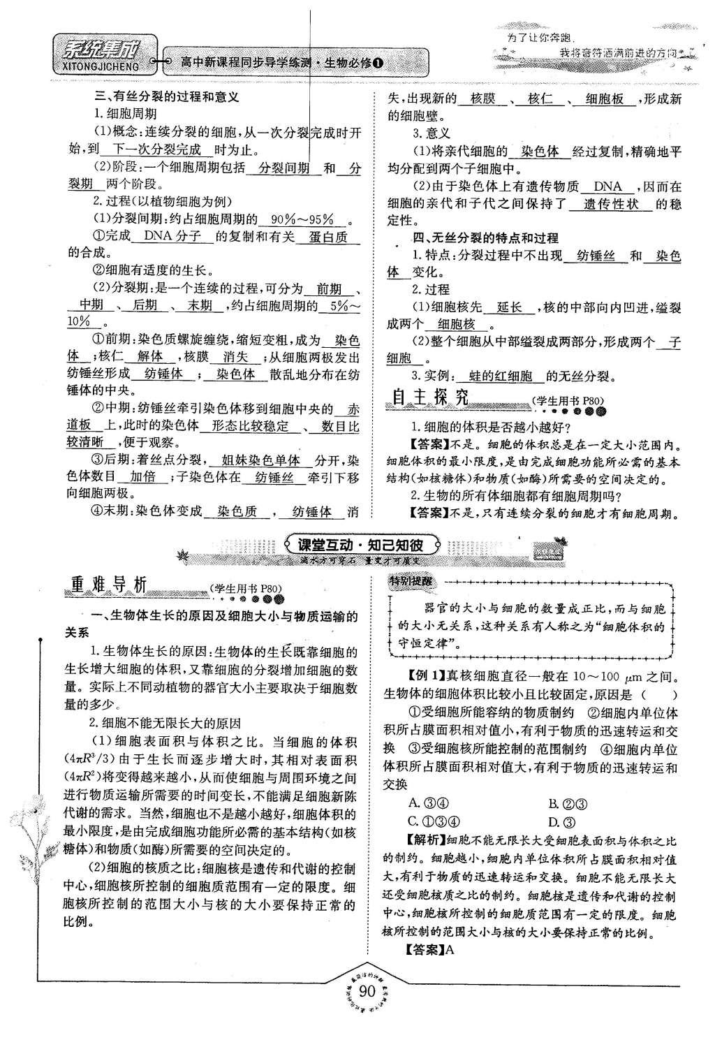 2015年系統(tǒng)集成高中新課程同步導學練測生物必修1分子與細胞 主題四 細胞的增殖、分化、衰老和凋亡第22頁